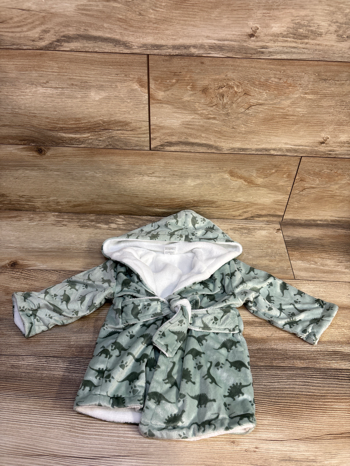Plush Hooded Dinosaur Robe Green sz 0-9m
