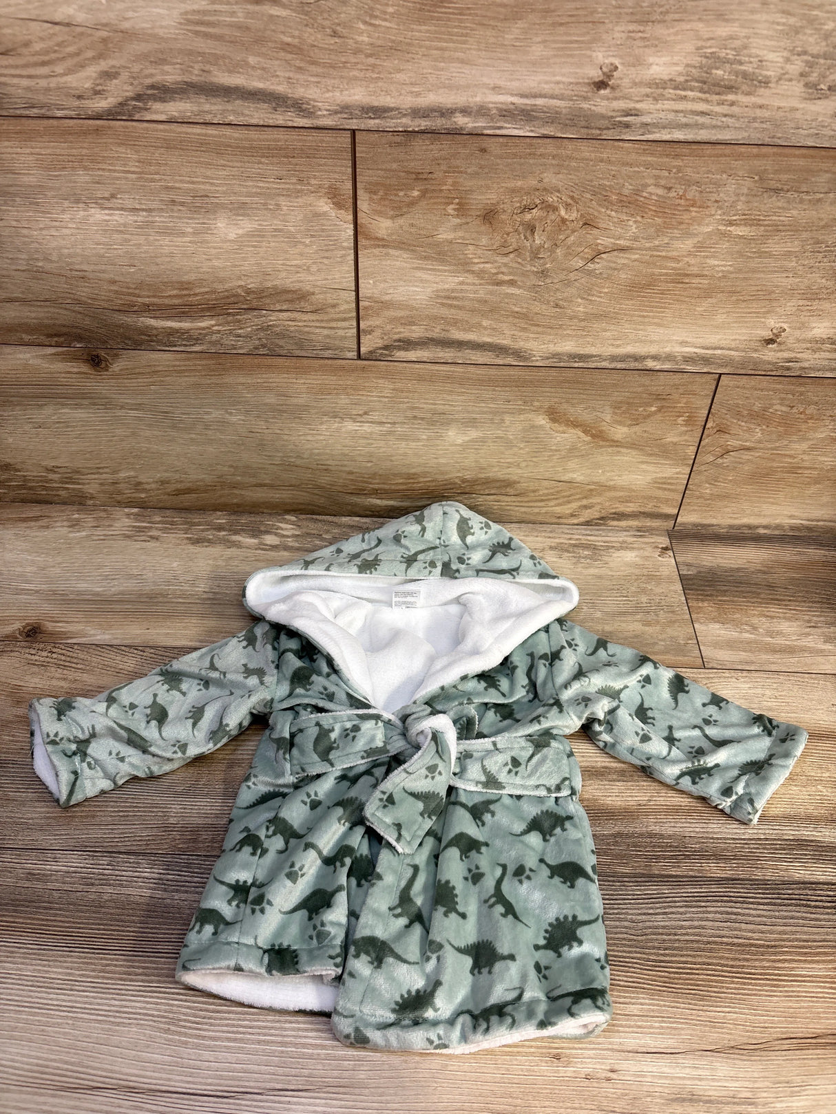 Plush Hooded Dinosaur Robe Green sz 0-9m