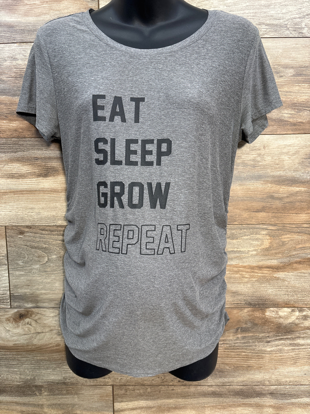 Time & Tru Eat Sleep Grow Repeat Maternity Shirt Grey sz Small