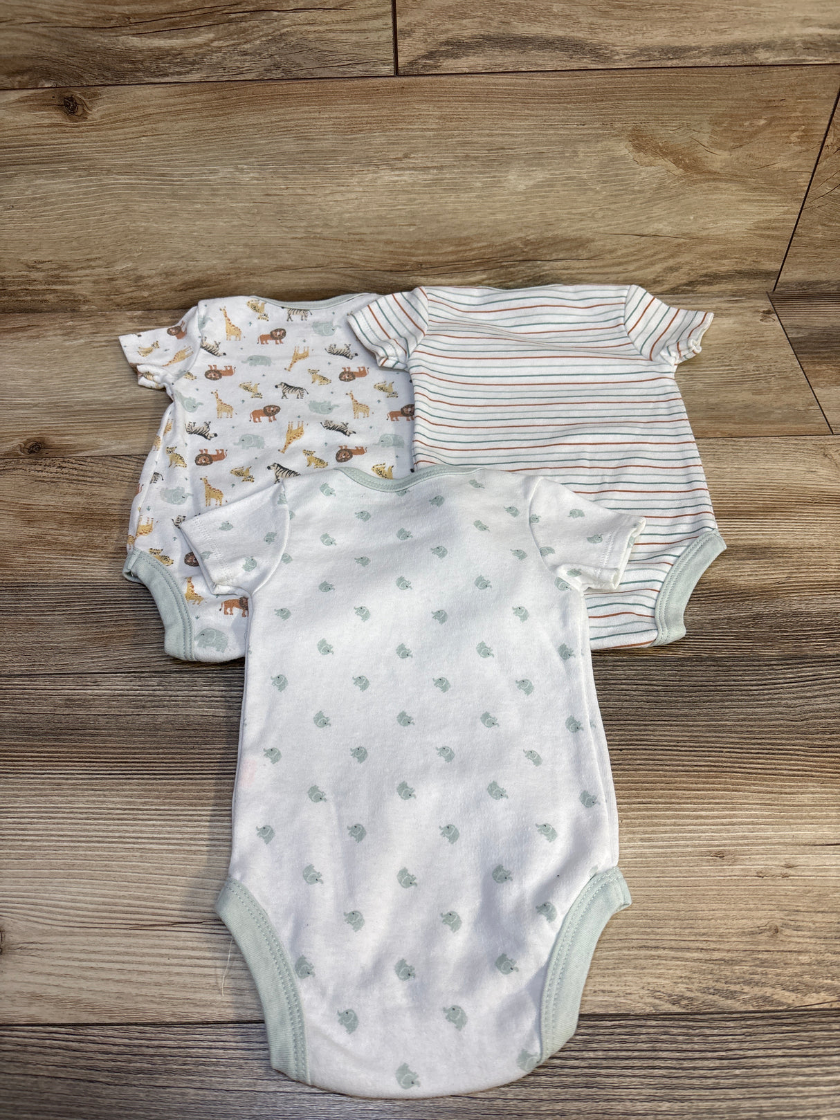 Chickpea 3pk Elephant Bodysuit Set White 6-9m