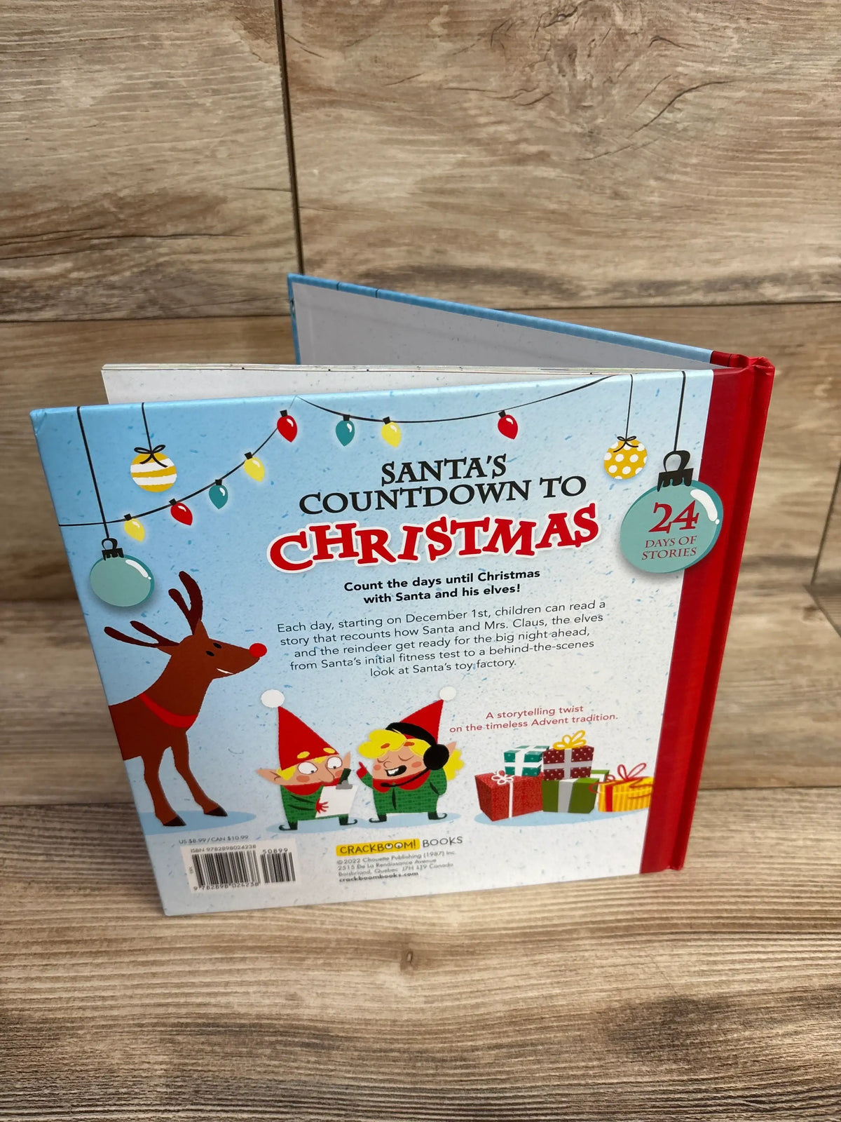 Santa's Countdown to Christmas book with reindeer, elves, and 24 days of stories for kids