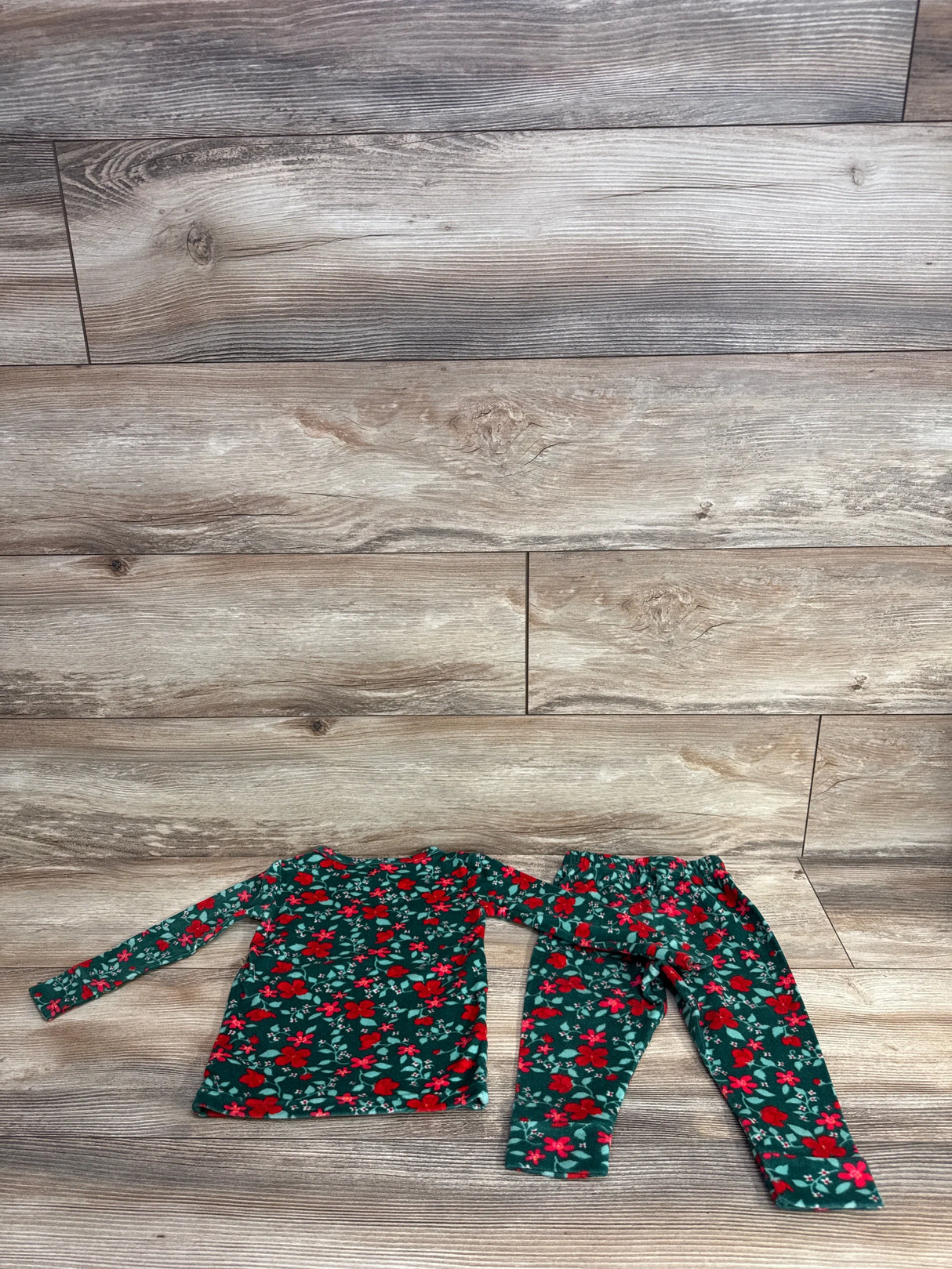 Cat & Jack Floral Velour Pajama Set Green sz 18m