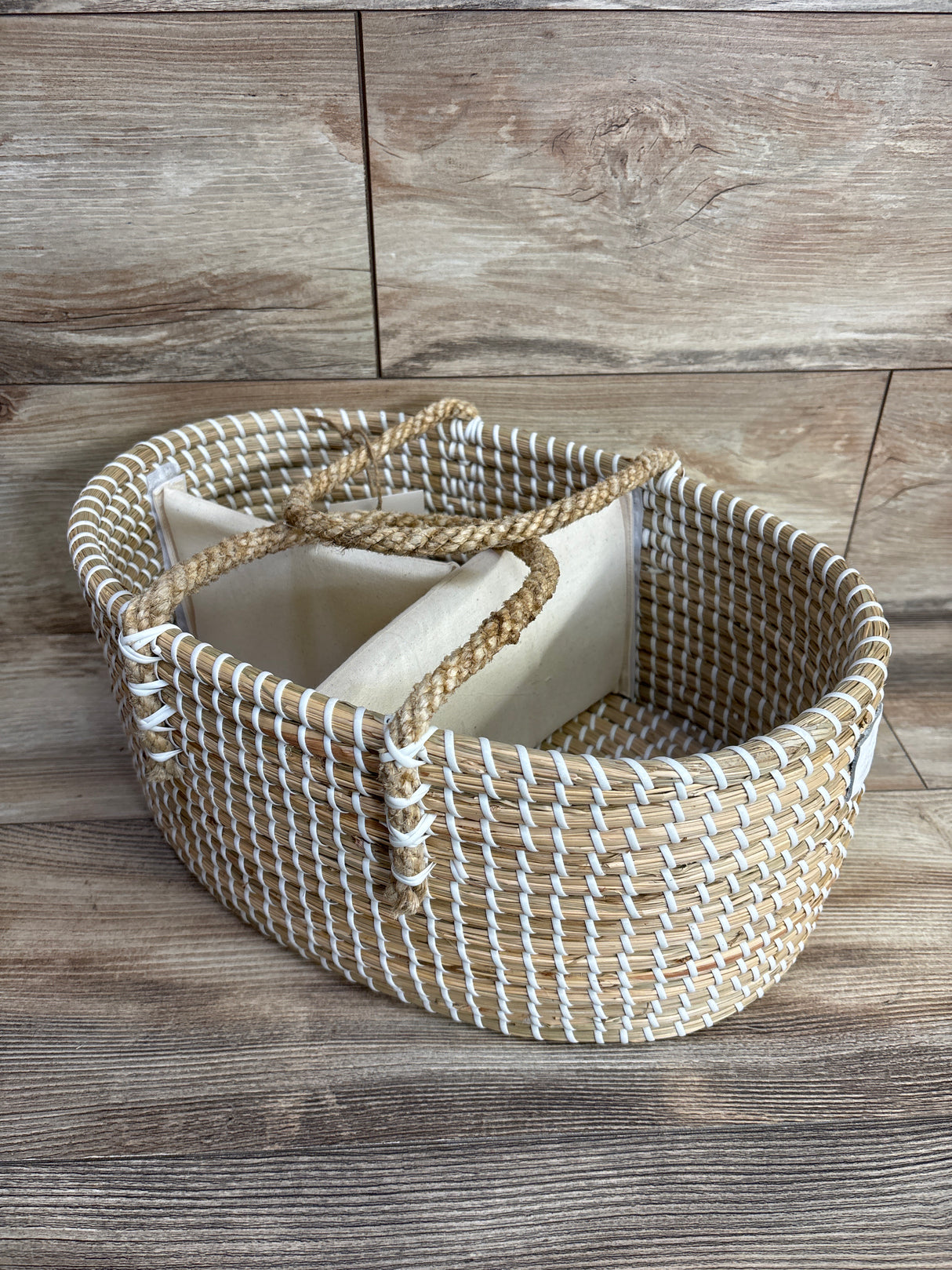 NEW BEBE BASK Lilly Diaper Caddy with Divider - Natural