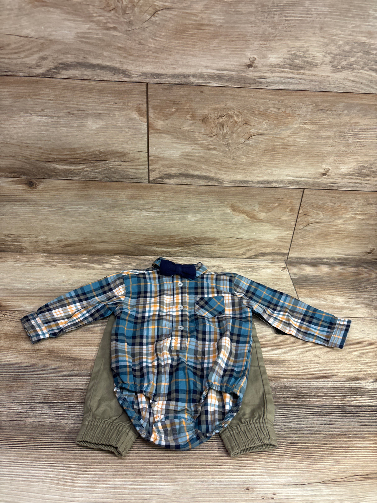 NEW Mick Mack 2pc Button-Up Bodysuit & Pants Set Blue sz 6/9m