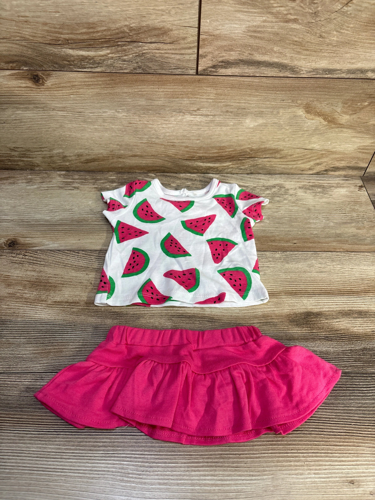 BWA 2pc Watermelon Shirt & Skort Set White sz 6m
