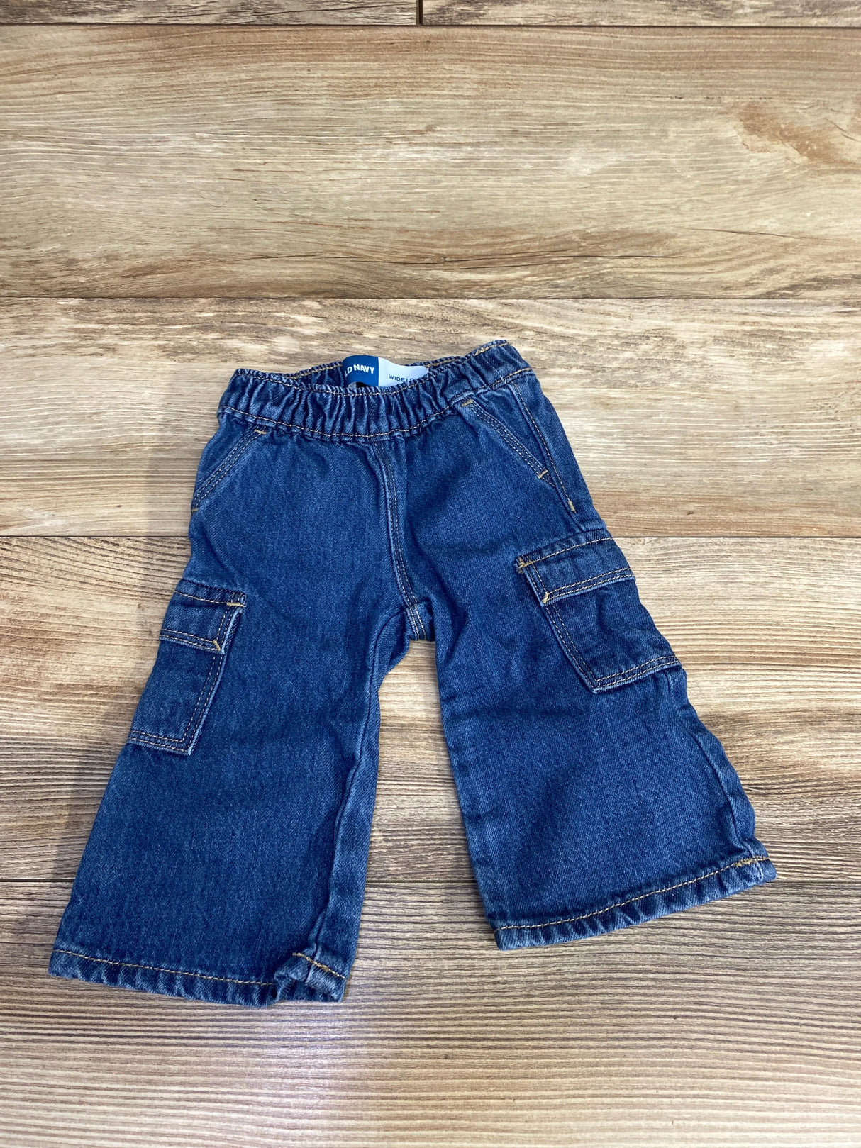 Old Navy Denim Wide Leg Cargo Jeans Blue sz 6-12m