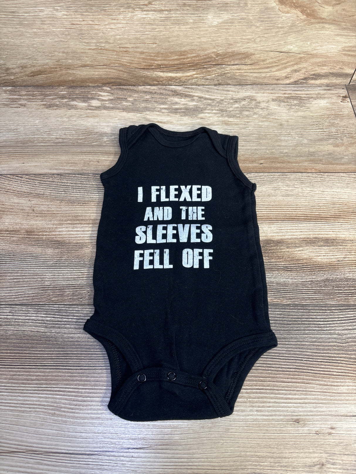 Carter's I Flexed And The Sleeves Fell Off Bodysuit Black sz 6m