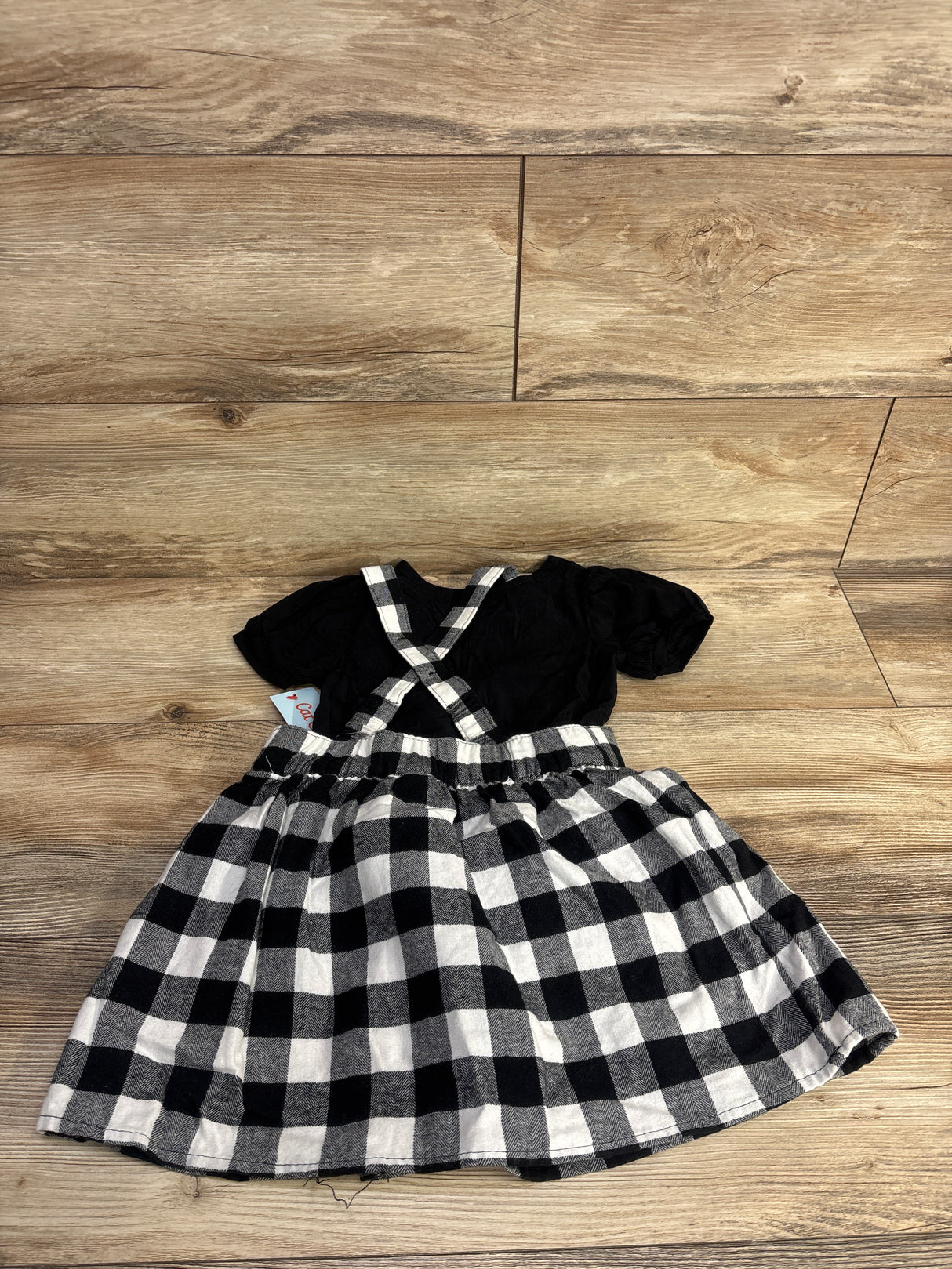 NEW Cat & Jack Buffalo Plaid Skirtall & Shirt Set Black sz 3T