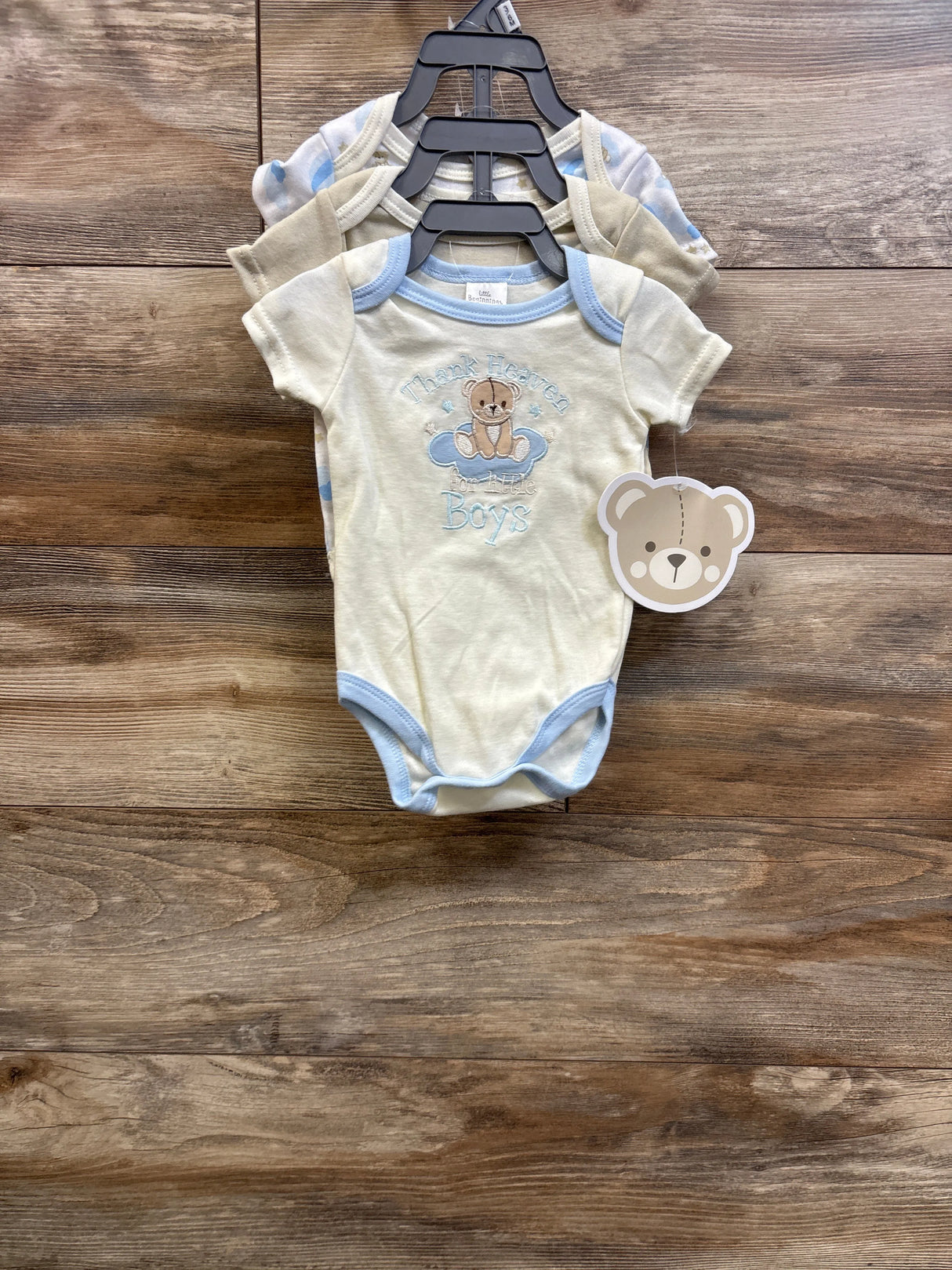 NEW Little Beginnings 3pk Bodysuit Set Pale Yellow sz 3-6m