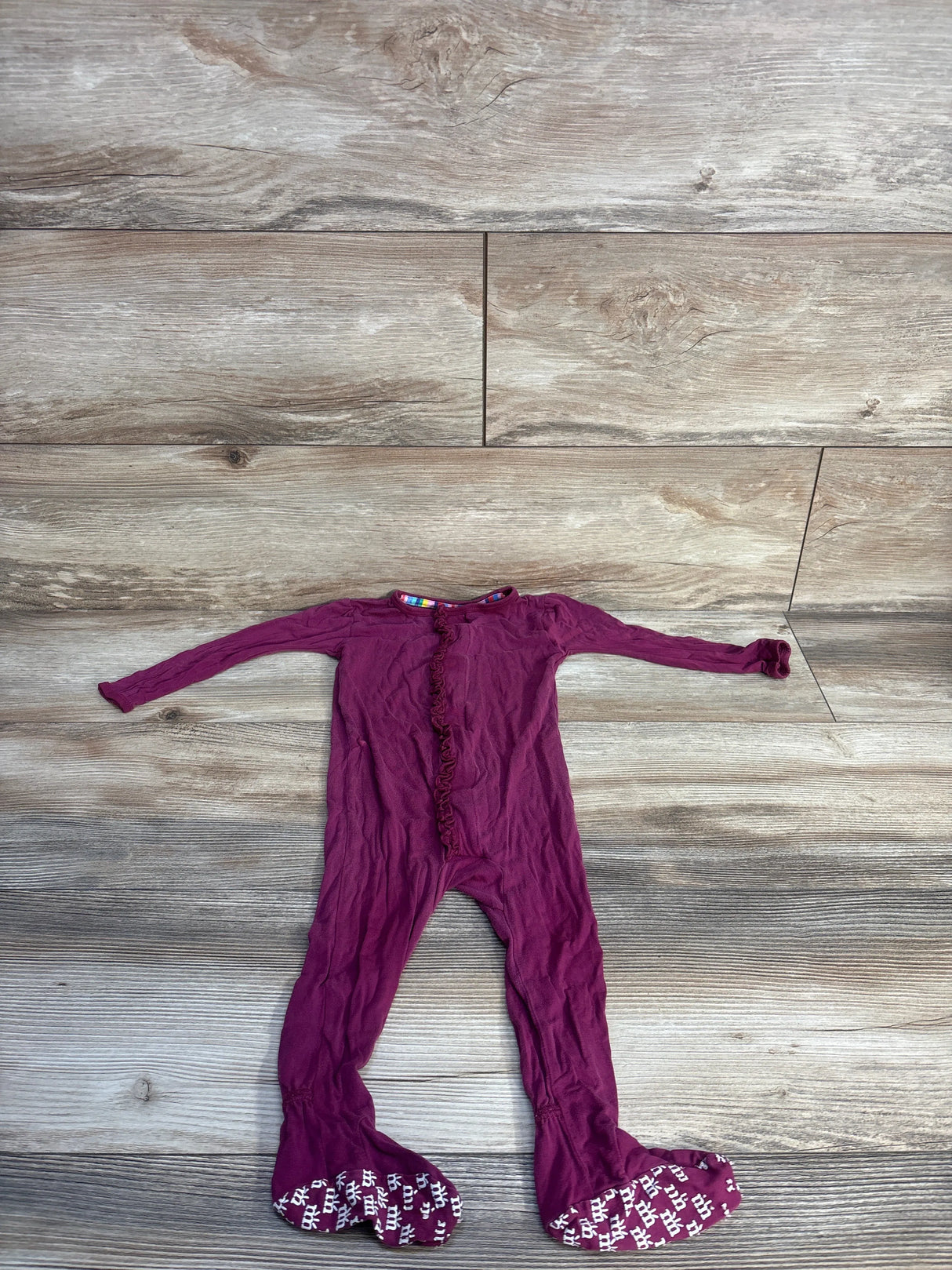 Magnetic Me Modal Ruffle Footie Magenta sz 9-12m