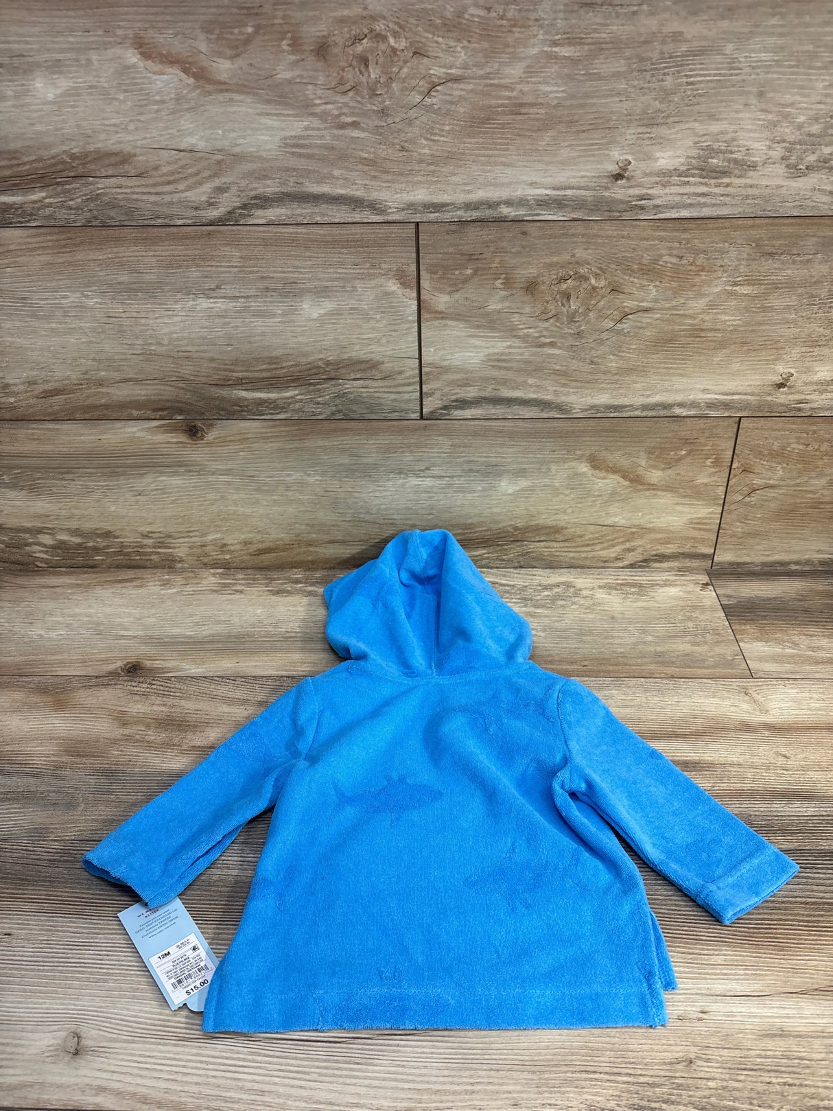 NEW Cat & Jack Shark Print Swim Cover Up Blue sz 12m