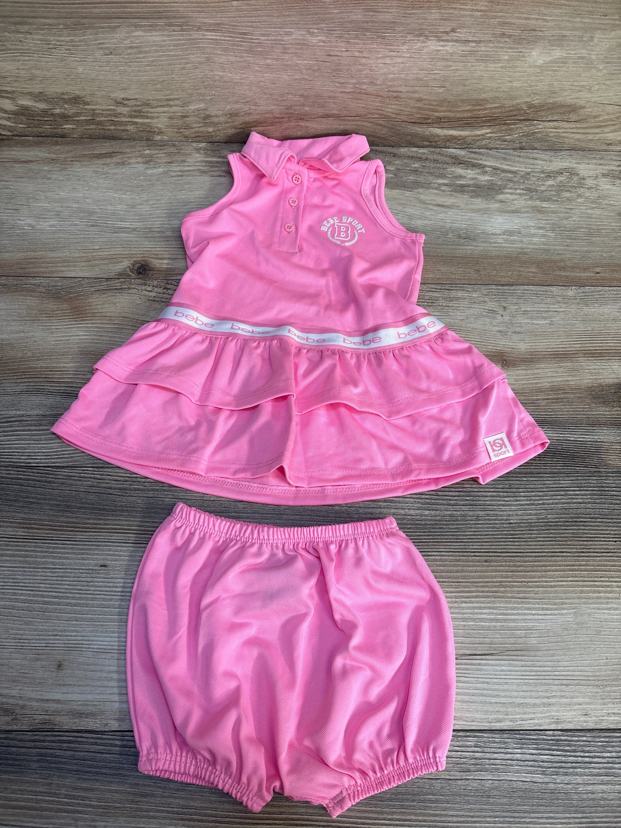 Bebe Sport Polo Dress & Shorts Pink sz 3-6m