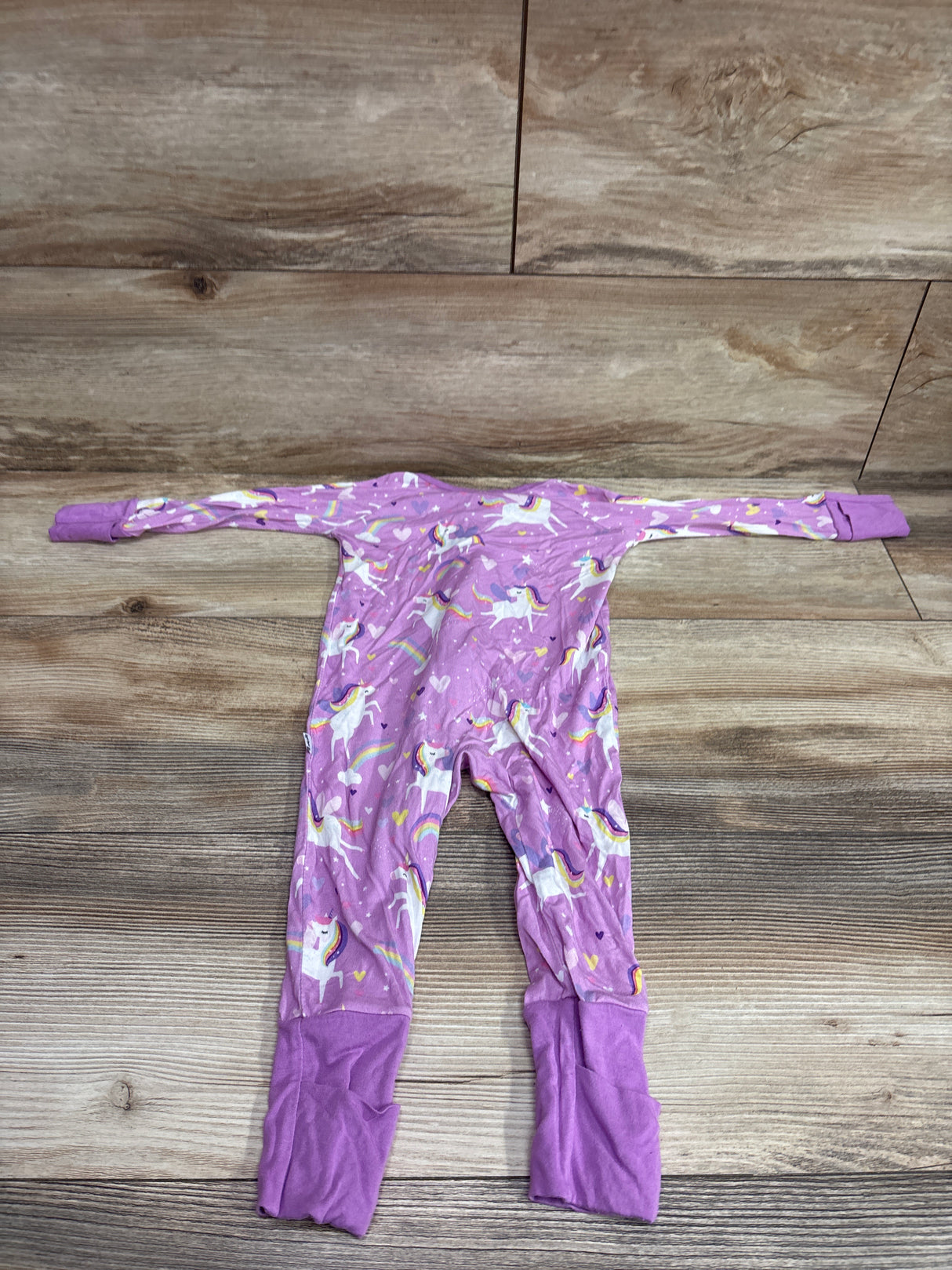 Little Sleepies Bamboo Unicorn Convertible Sleeper Purple sz 3-6m