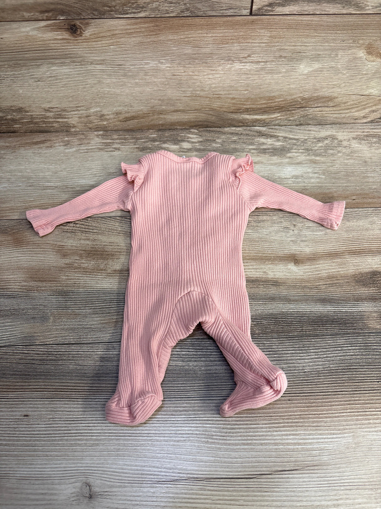 Shein Ribbed Ruffle Footie Pink sz 0-1m - Me n Mommy To Be