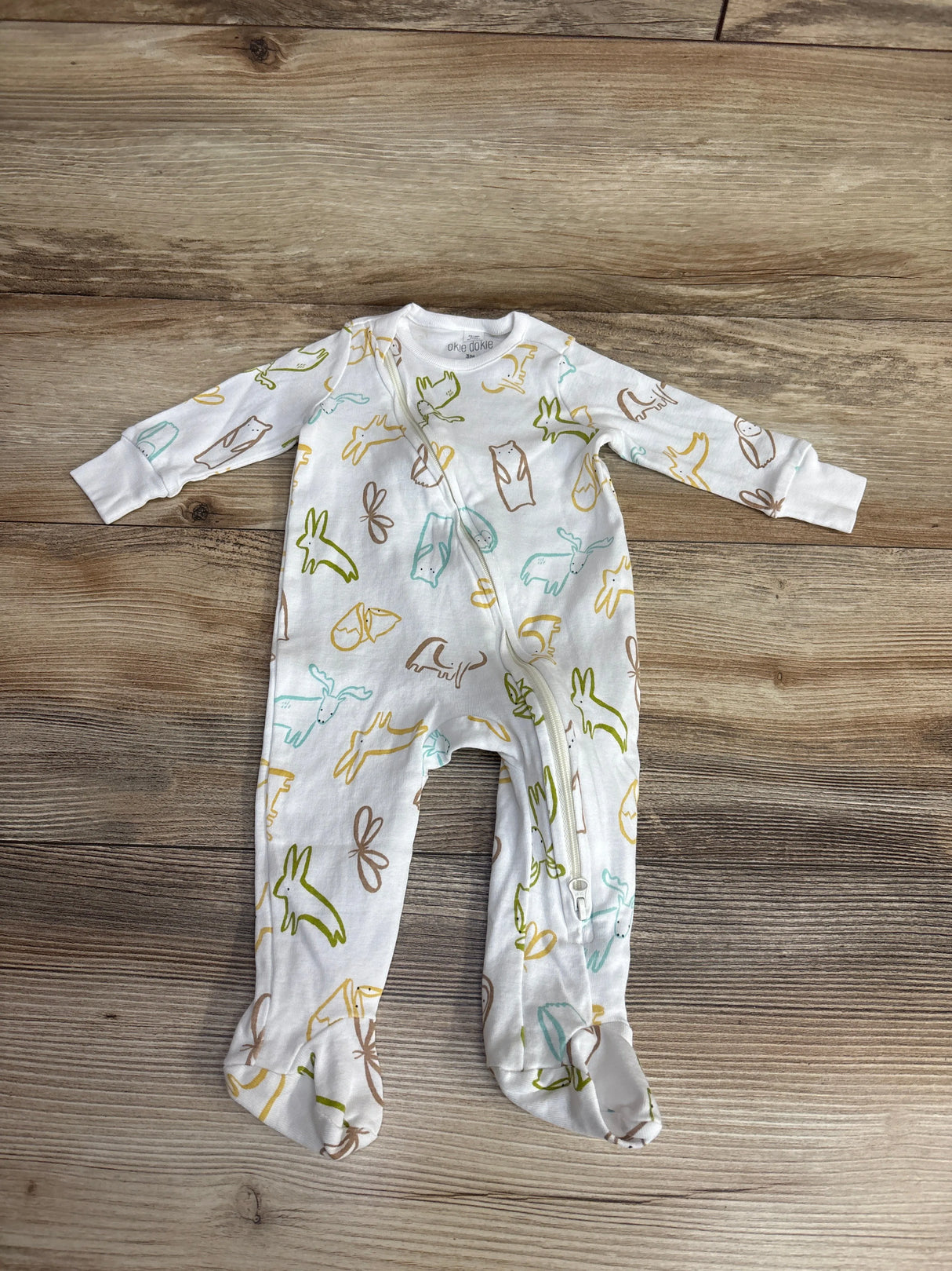 Okie Dokie Animal Print Sleeper White sz 3m