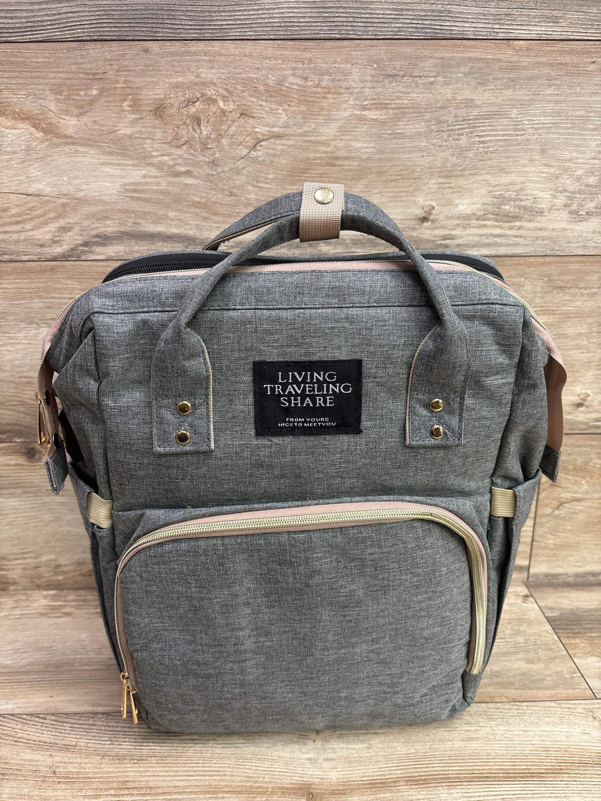 Living Traveling Share 8-in-1 Diaper Bag Backpack with Changing Station, Grey