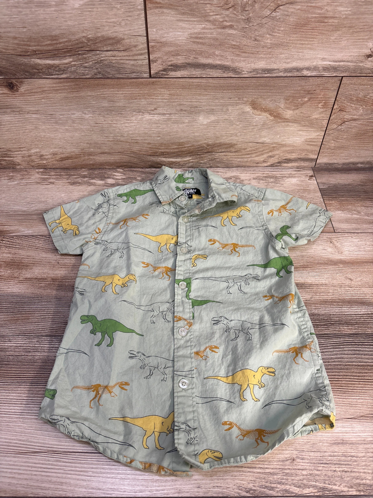 Eighty Eight Brand Dinosaur Button-Up Shirt Green sz 5/6T
