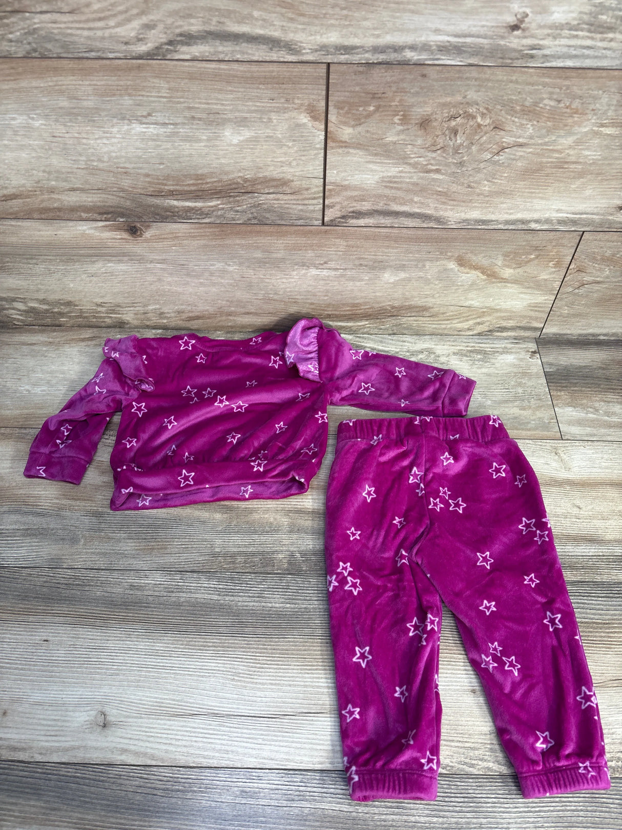 Cat & Jack 2pc Velour Star Shirt & Jogger Set Hot Pink sz 12m