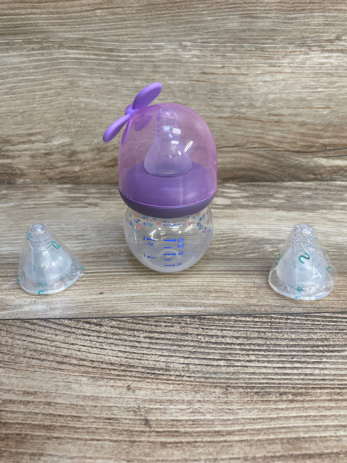 MINITree 2oz 0+Months Purple Baby Bottle + Extra Nipples - Me n Mommy To Be