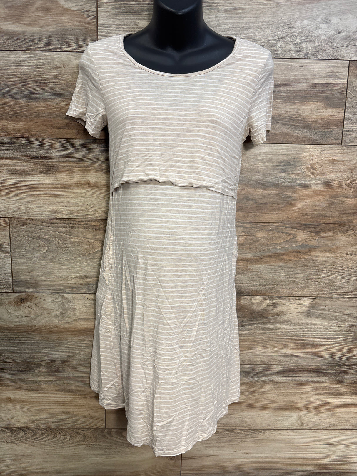 Kindred Bravely Striped Nursing Dress Beige sz Small