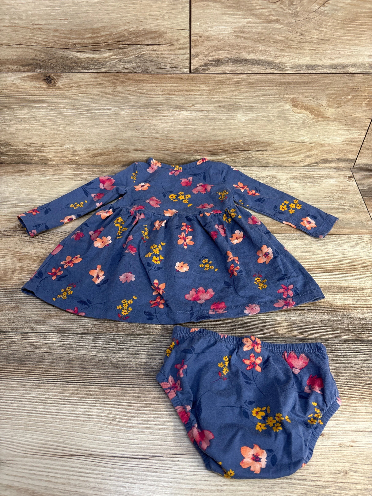 Carter's Floral Long Sleeve Dress & Bloomers 2pc Set Blue sz 9m