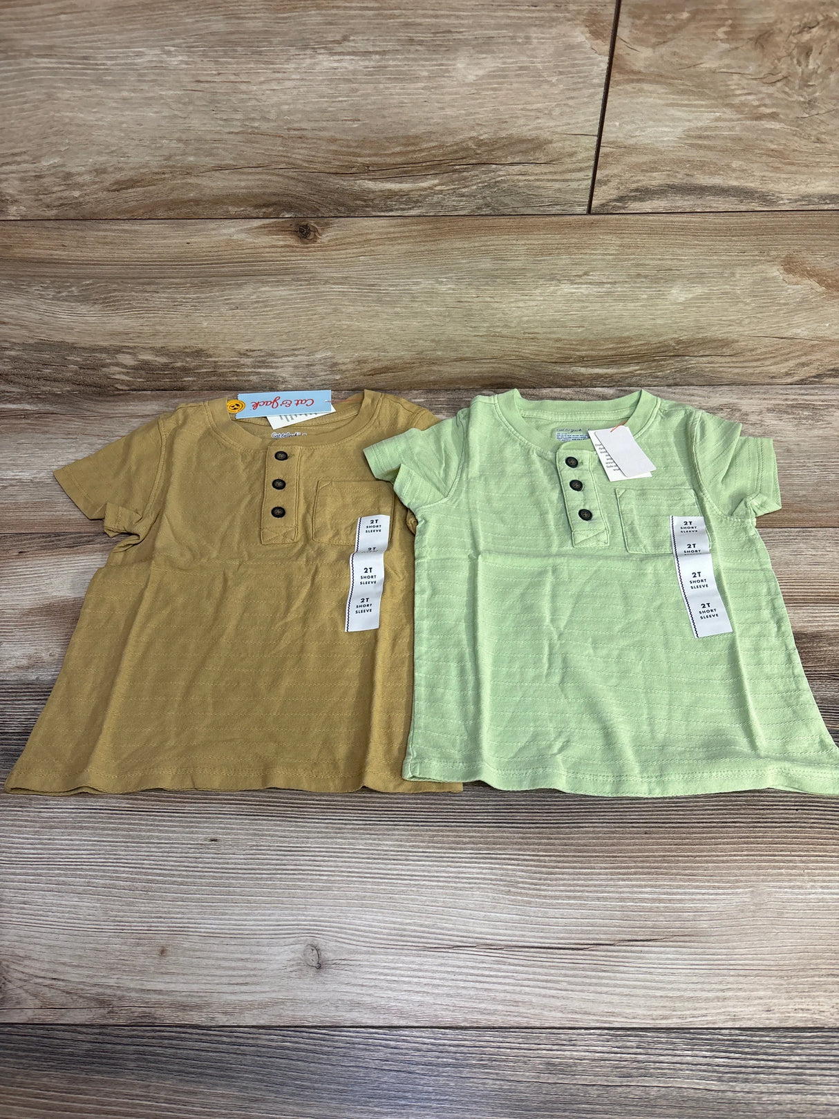 NEW Cat & Jack 2pk Henley Pocket Shirts Brown sz 2T