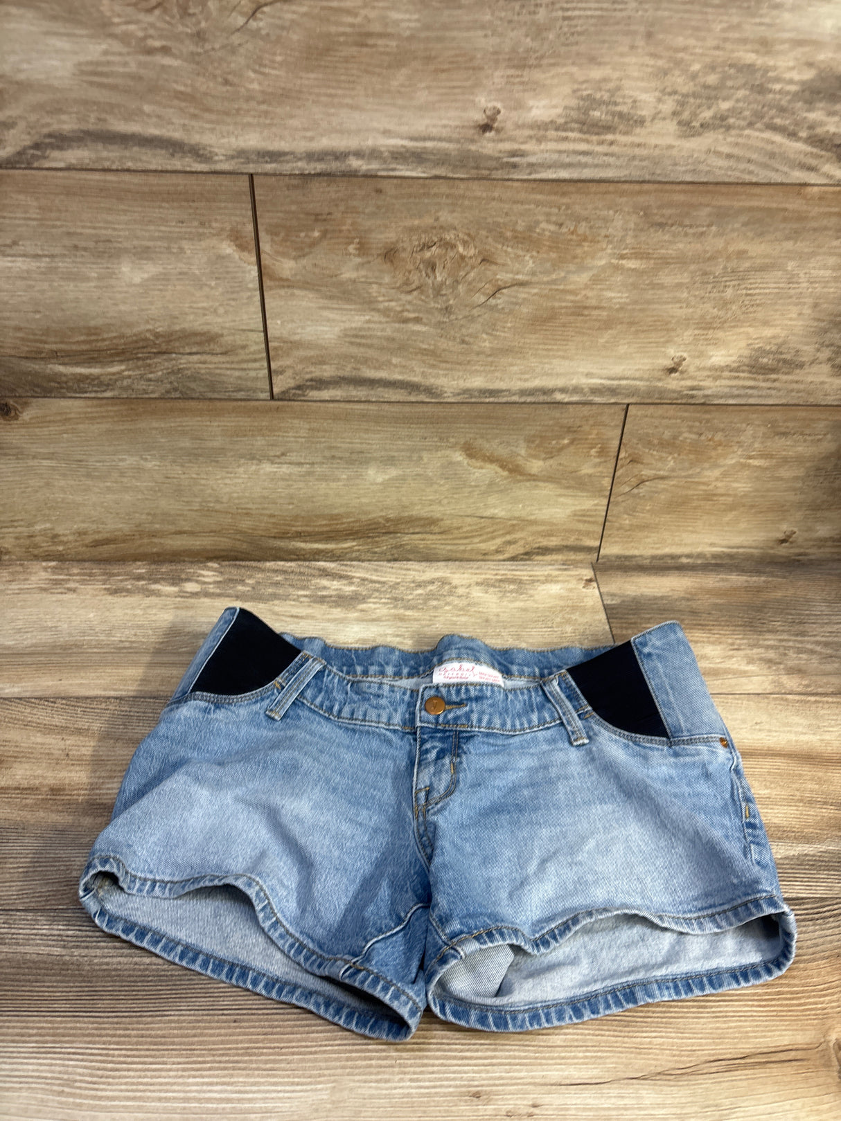 Isabel Maternity Side Panel Midi Denim Shorts Blue sz 4/Small