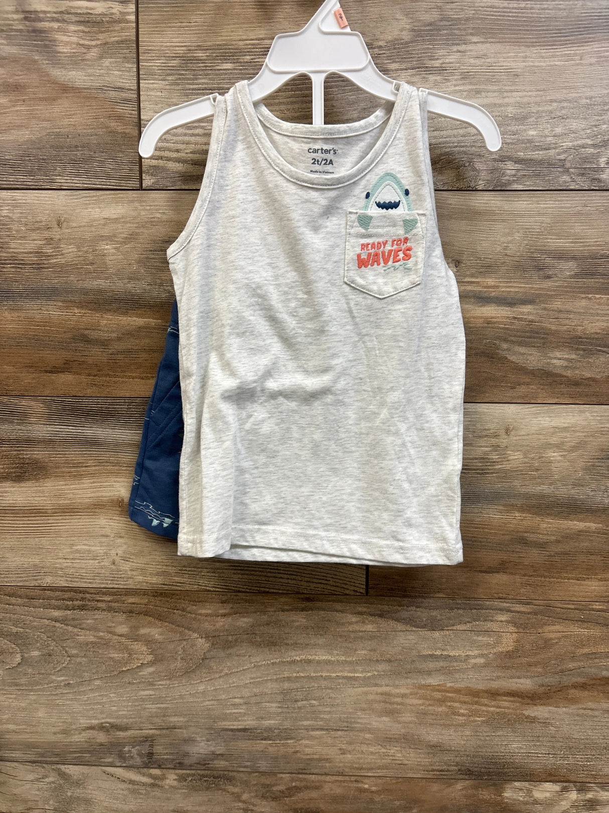 NEW Carter's 2pc Ready For Waves Tank Top & Shorts Set Grey sz 2T