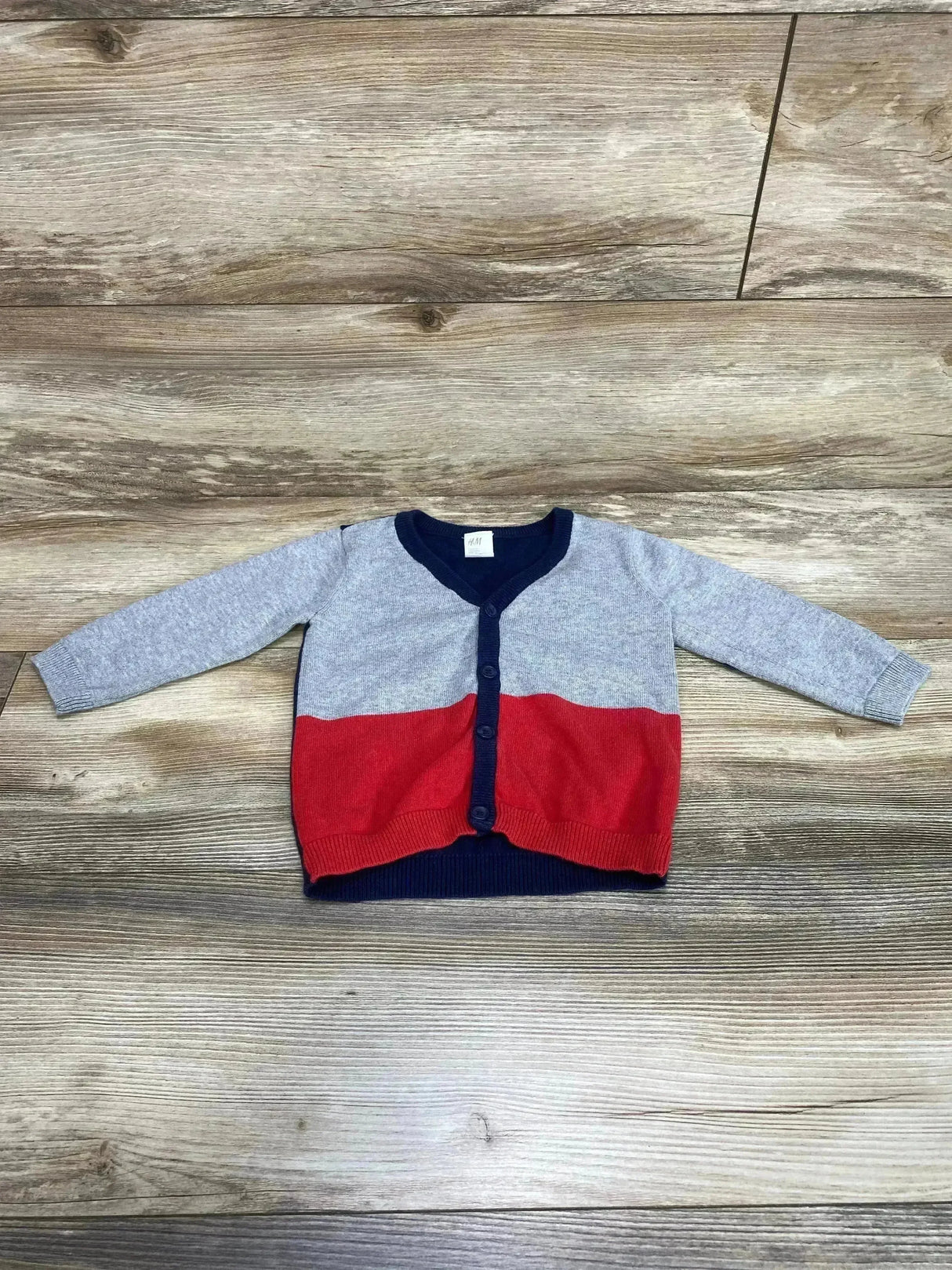 H&M Color Block V-Neck Cardigan Grey sz 9-12m - Me n Mommy To Be