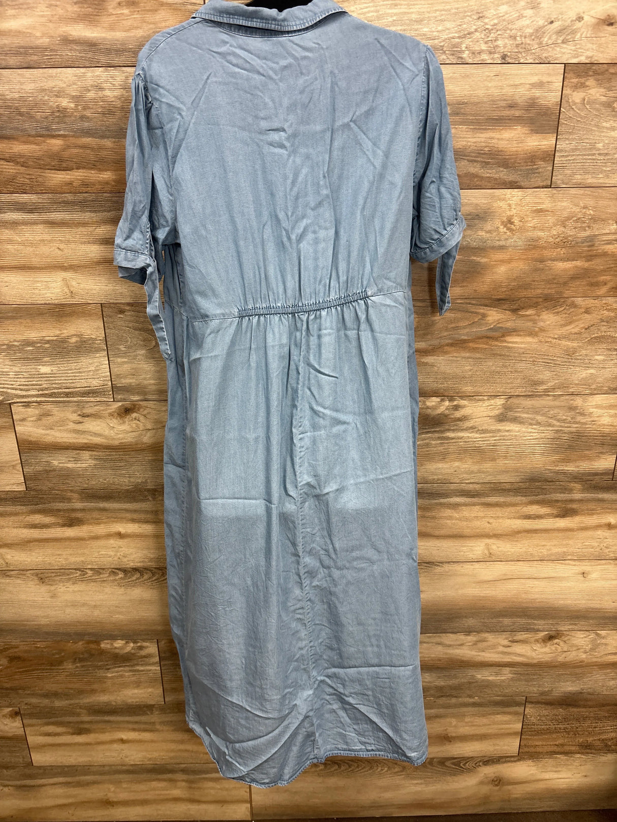 Time & Tru Chambray Button Up Maternity Dress Light Blue sz XL