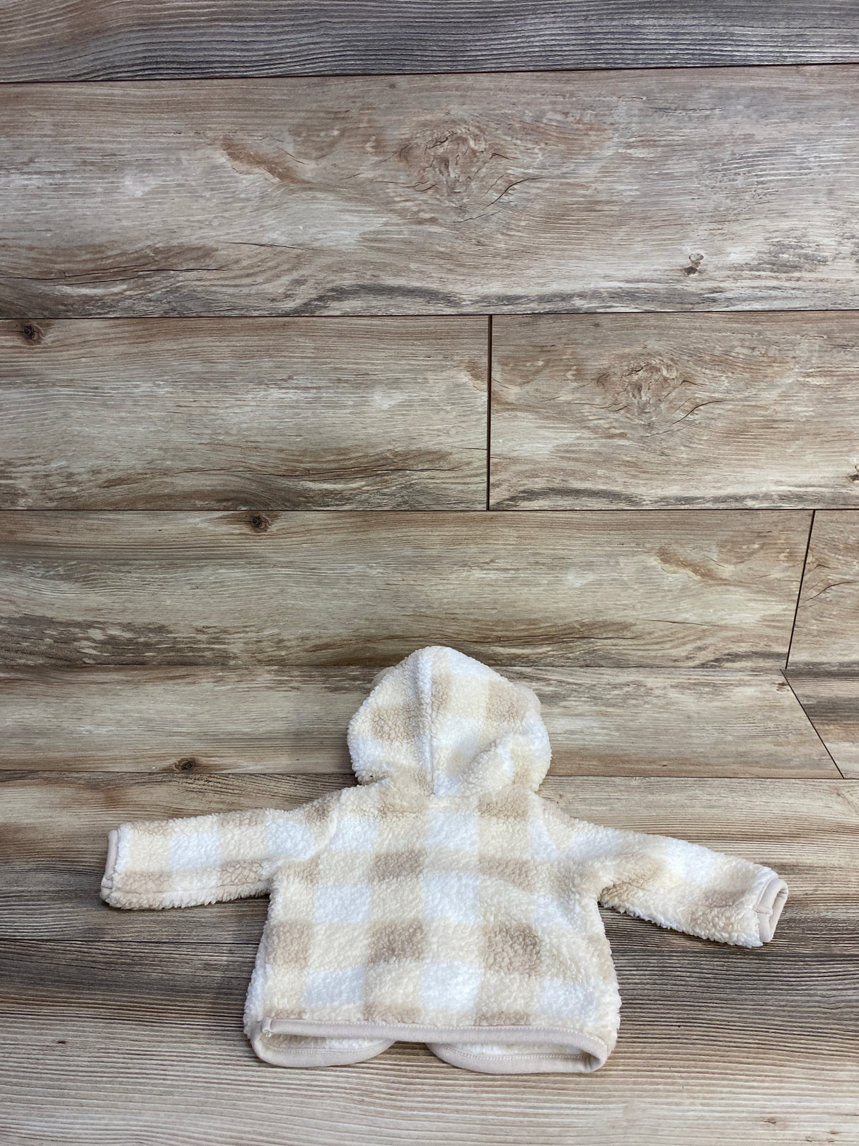 Cat & Jack Sherpa Checkered Full Zip Jacket Ivory sz Newborn