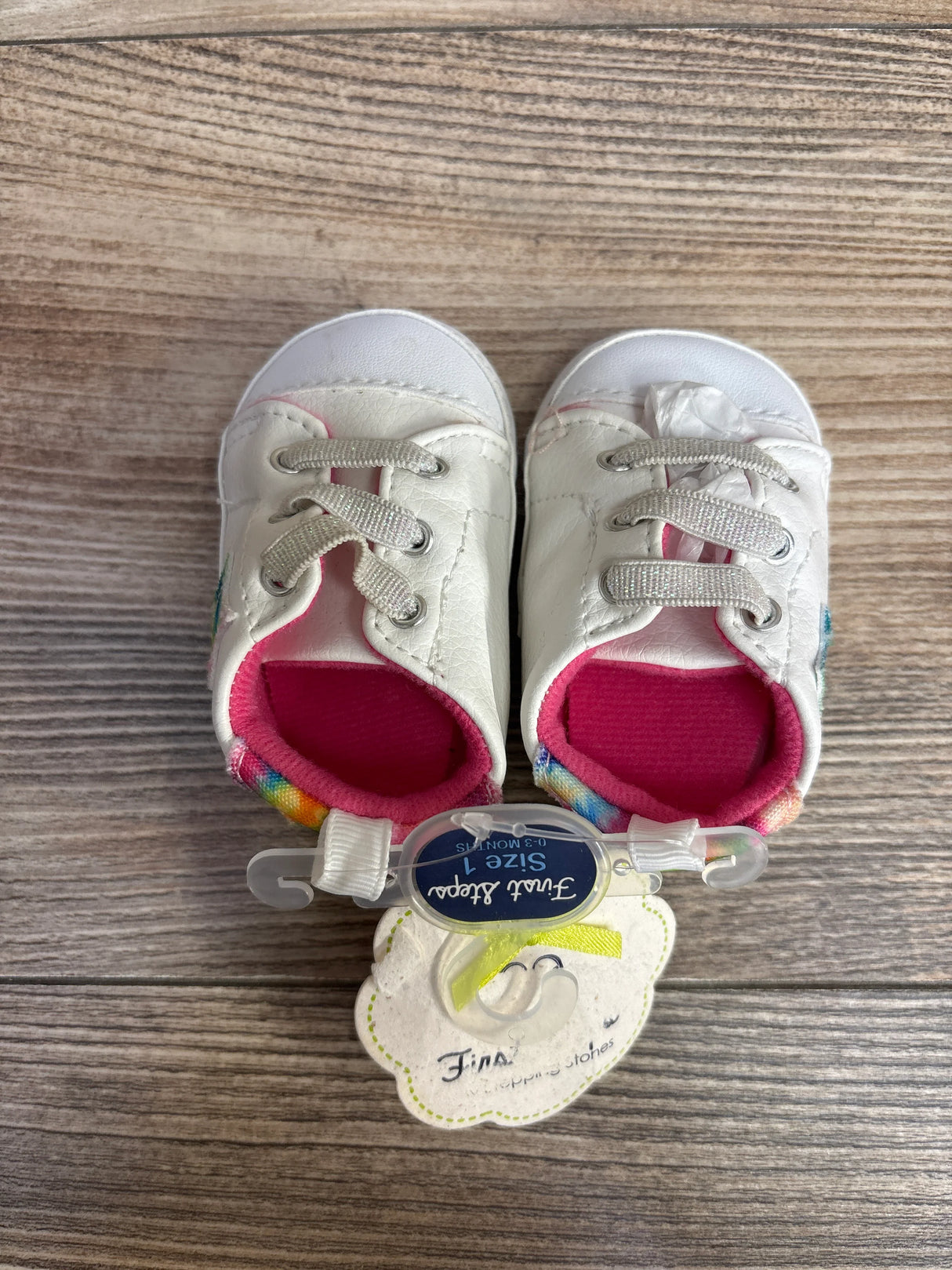 NEW First Steps by Stepping Stone Soft Sole Shoes White sz 1c - Me n Mommy To Be