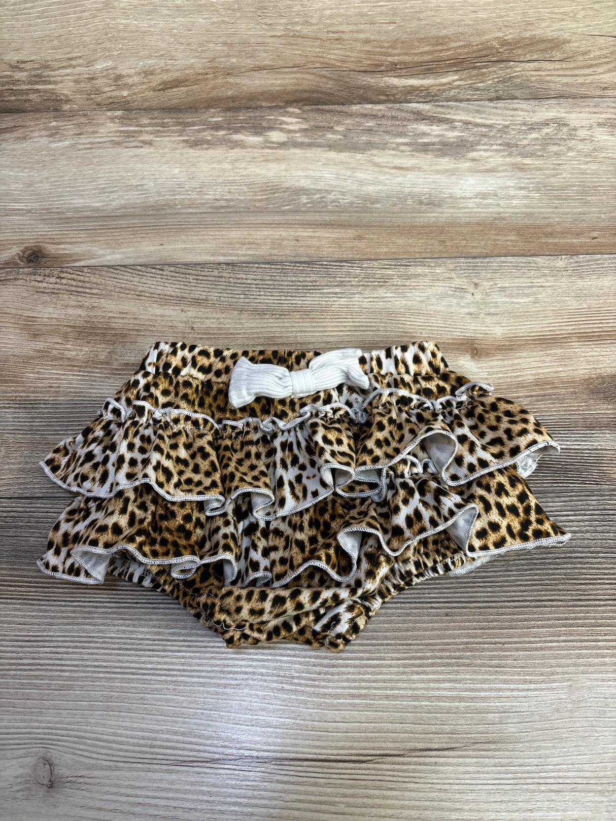 Leopard Print Tiered Bow Skort White sz 12-18m