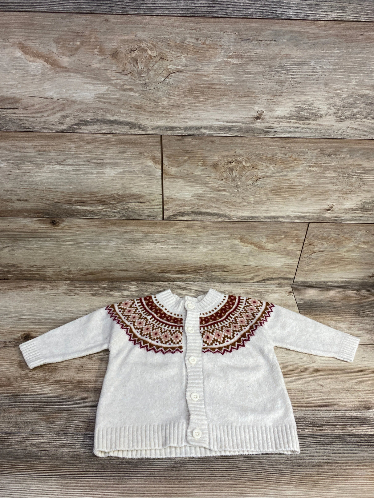 Uniqlo Fair Isle Button Front Cardigan White sz 9-12m