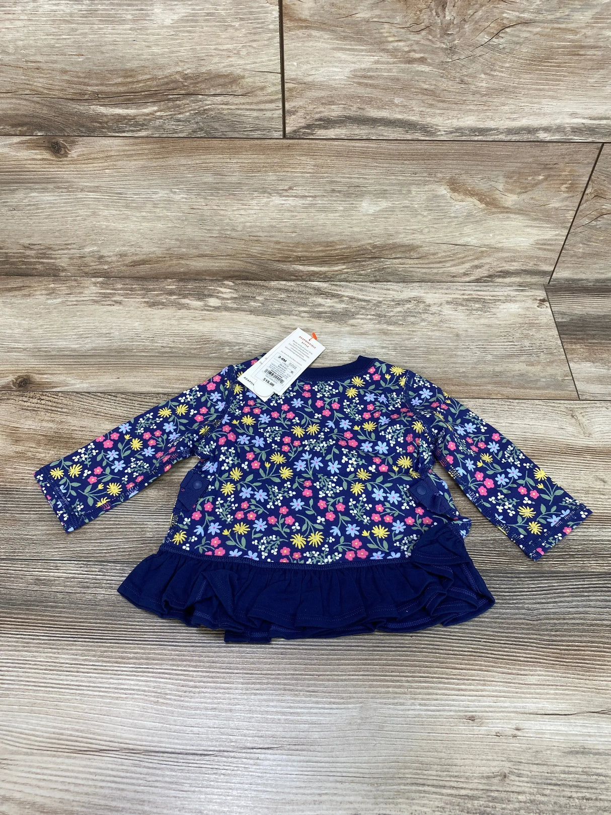 NEW Cat & Jack Floral Peplum Adaptive Design Shirt Navy sz 3-6m - Me n Mommy To Be