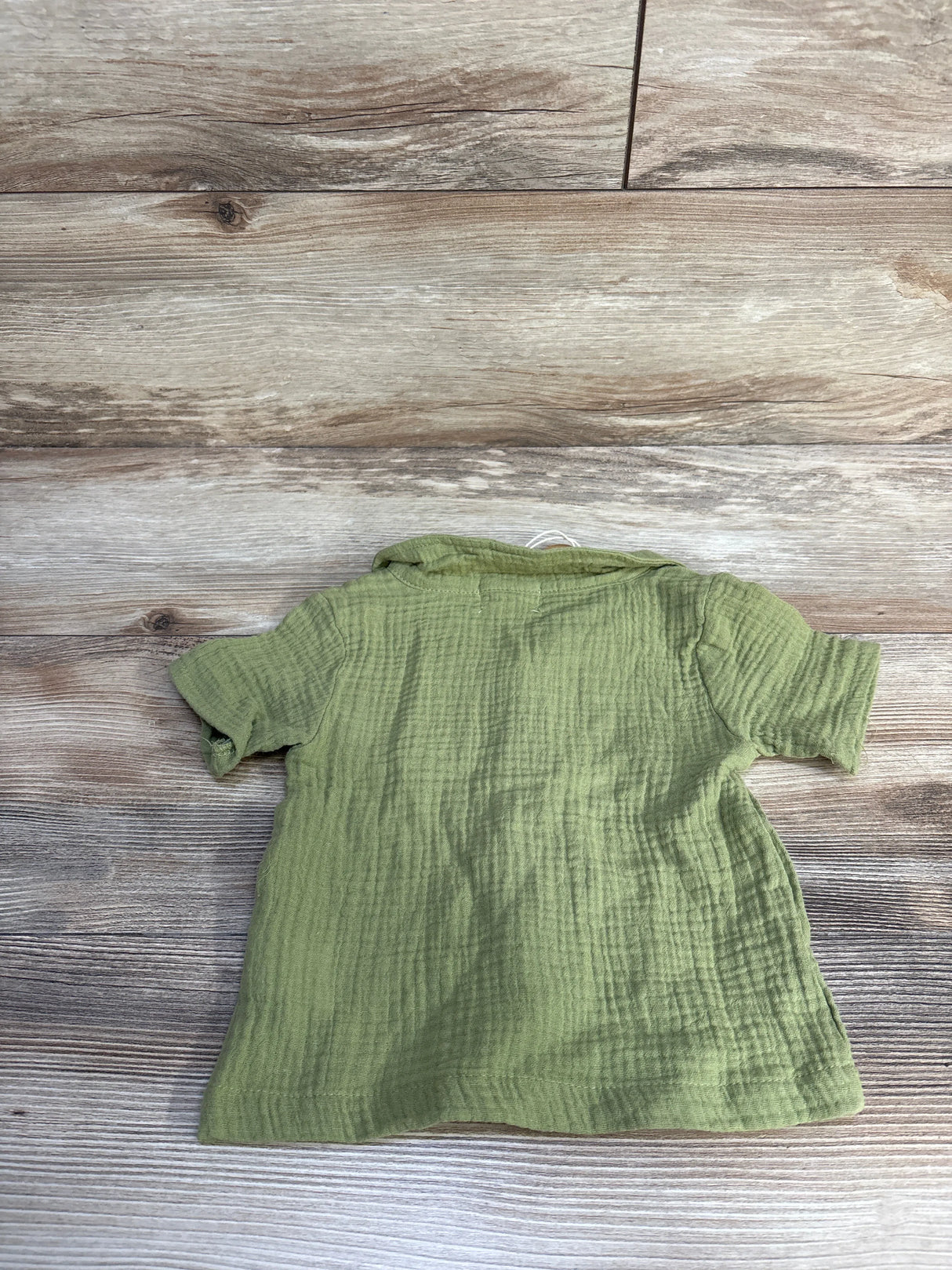 NEW Rabbit + Bear Organic Gauze Button-Up Shirt Green sz 18m