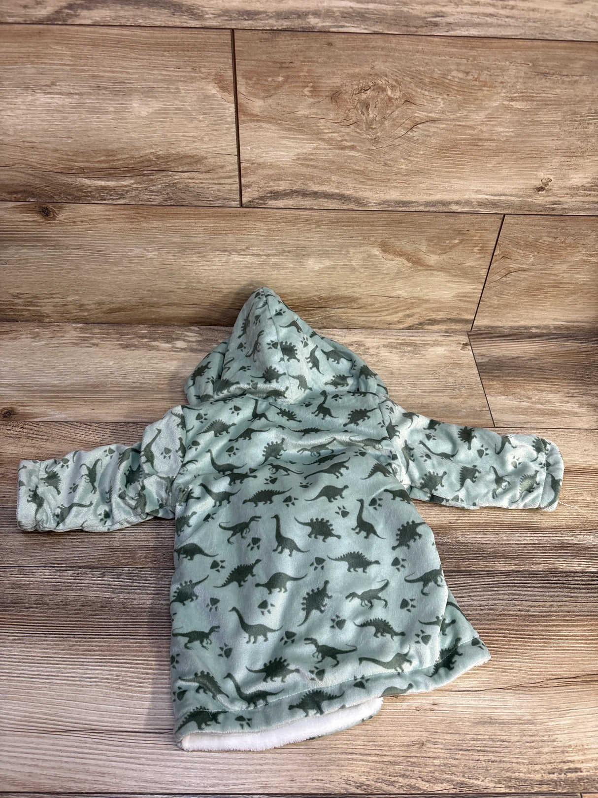 Plush Hooded Dinosaur Robe Green sz 0-9m