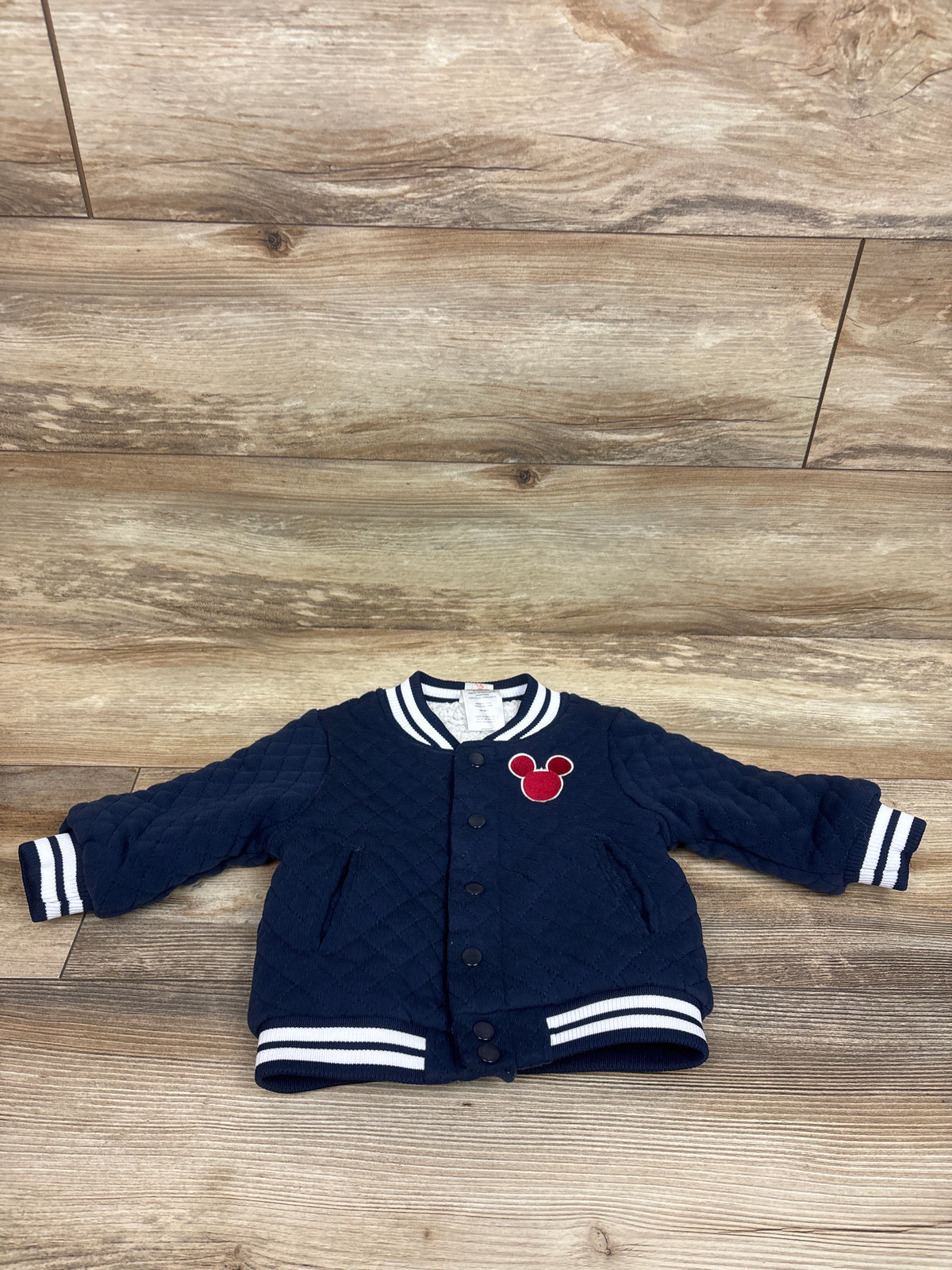 Disney Junior Mickey Mouse Quilted Sherpa Lined Varsity Jacket Navy sz 18m