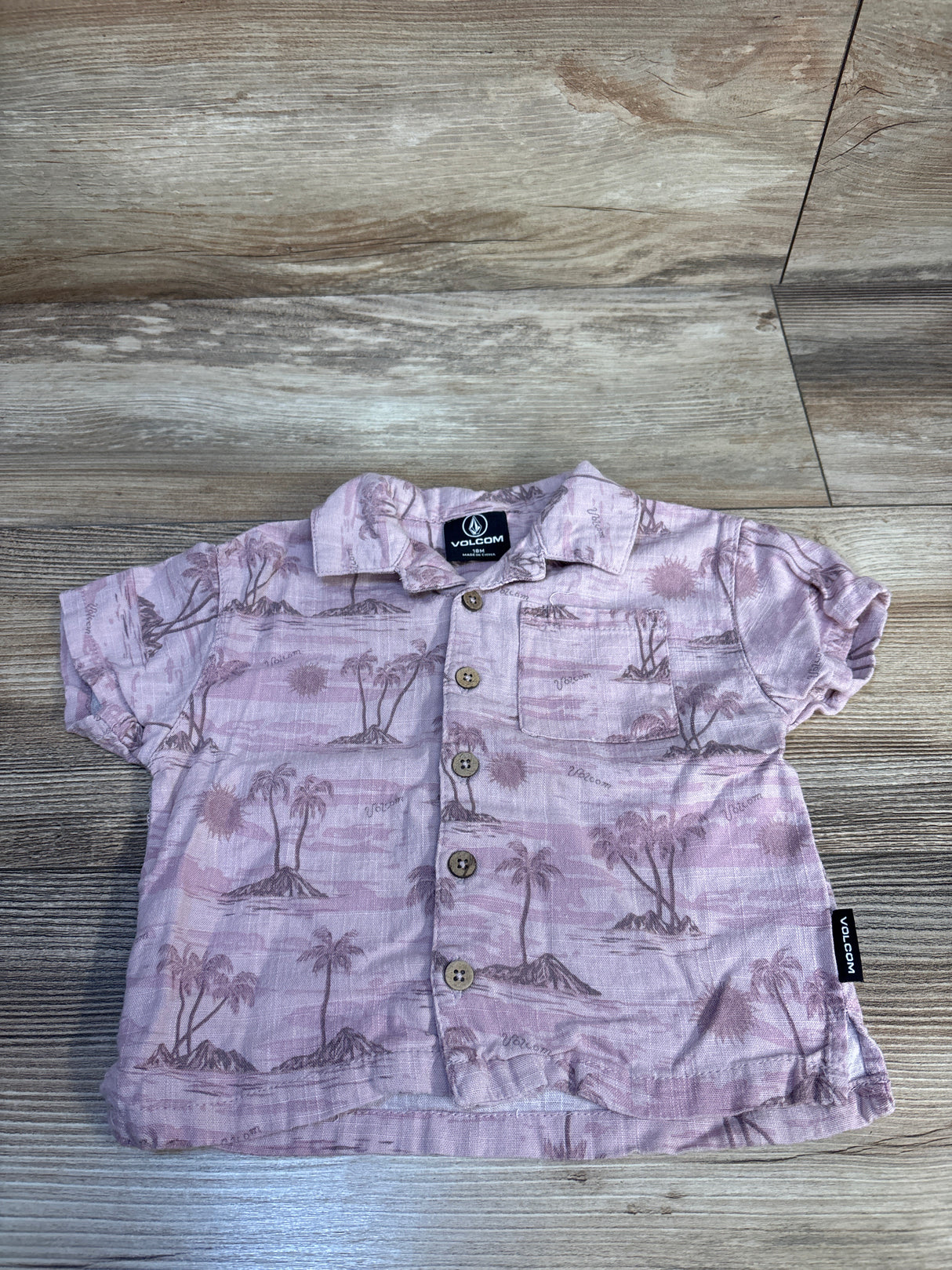 Volcom Button Up Shirt Pink sz 18m