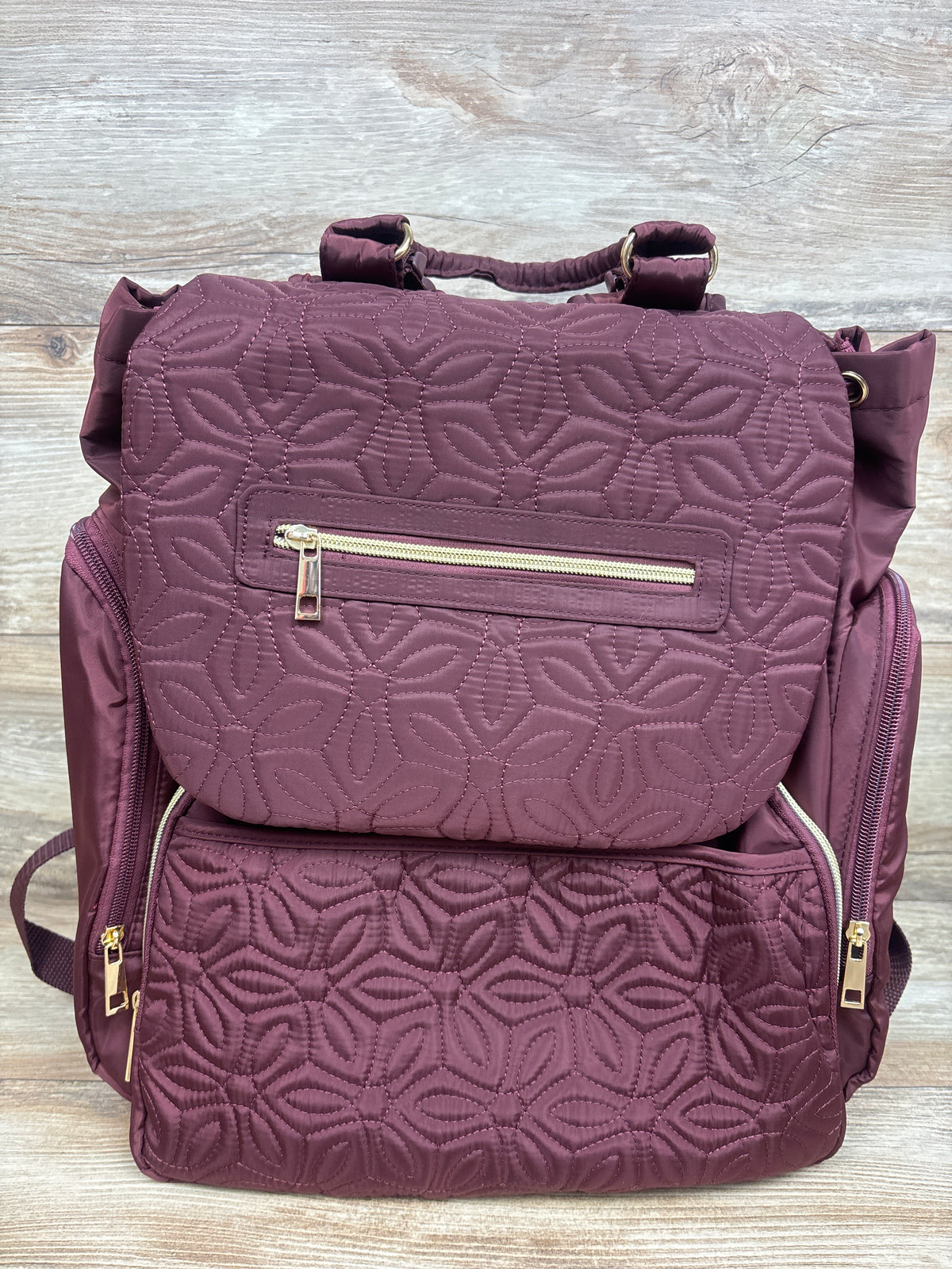 Buttons + Stitches Anabella Diaper Bag Backpack Maroon