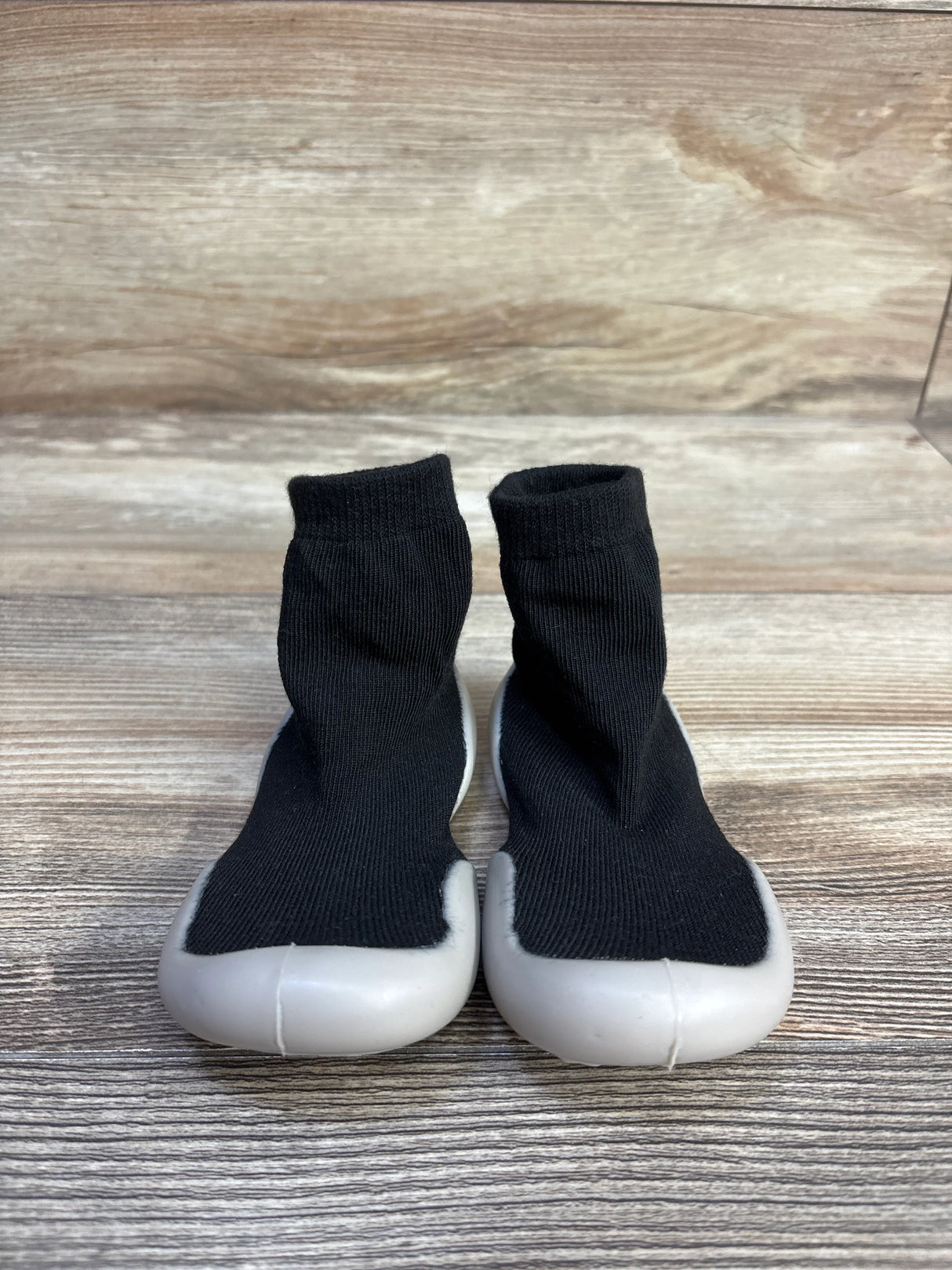 Baby Sock Shoes with Soft Rubber Sole Black Sz 6/7c