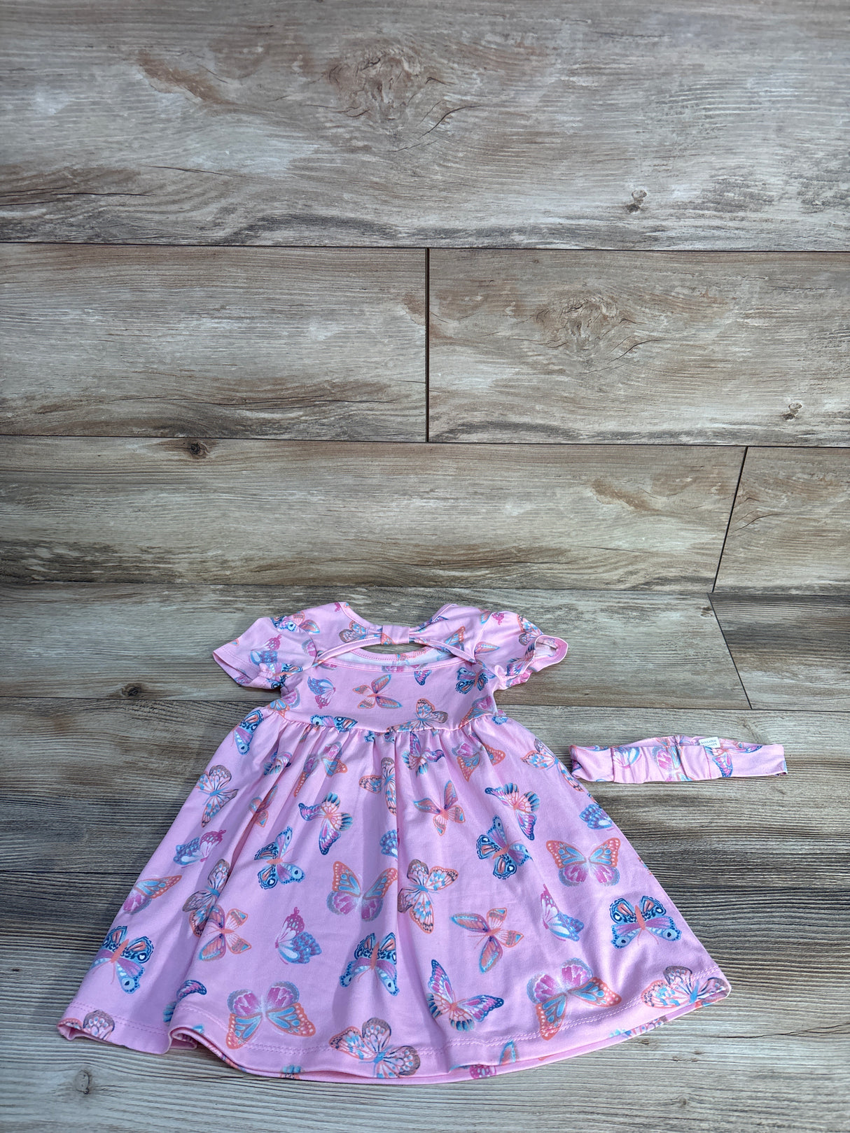 Picapino 2pc Butterfly Dress & Headband Set Pink sz 18m