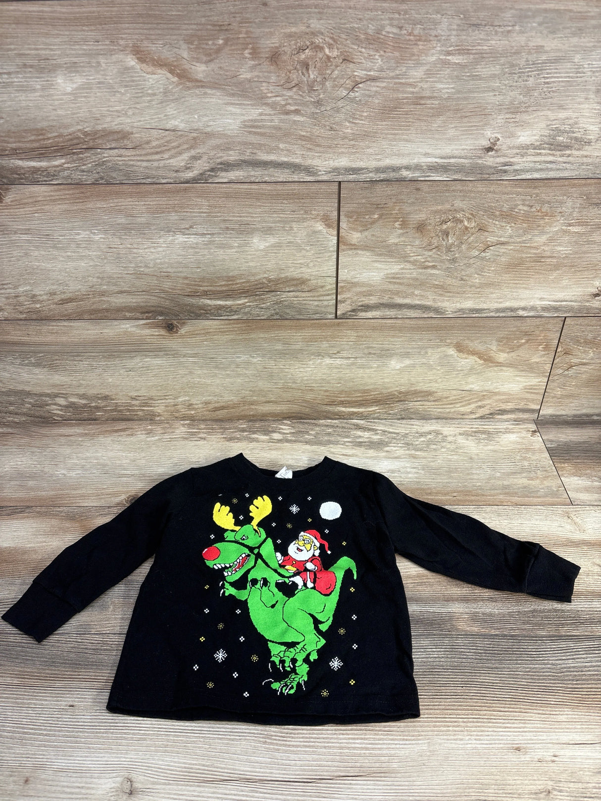 Rabbit Skins Santa T-Rex Shirt Black sz 3T