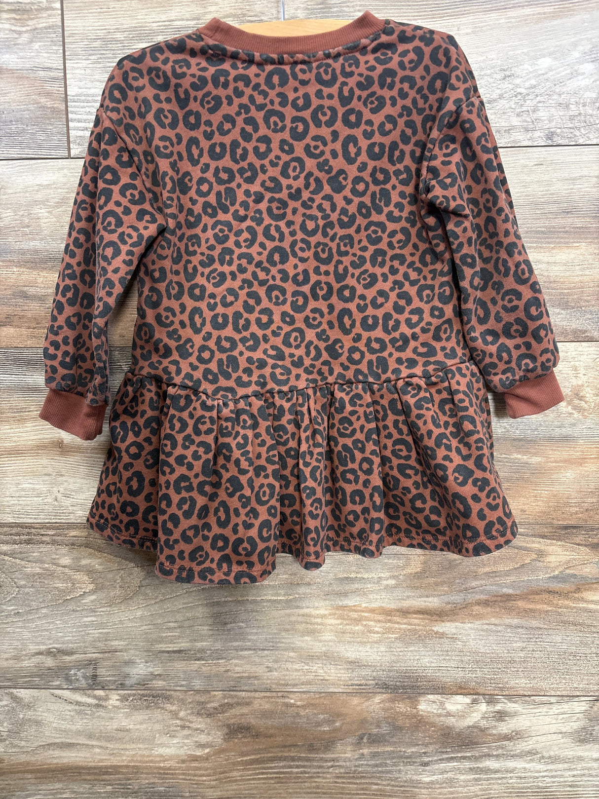 H&M Long Sleeve leopard Print Dress Brown sz 3/4T