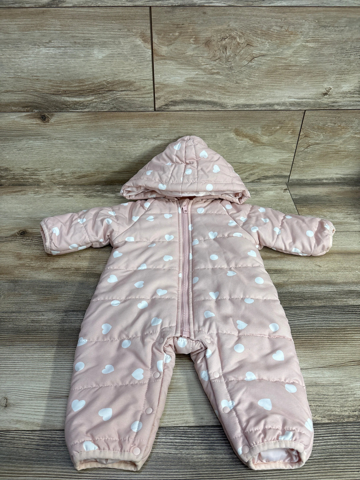 Shein Heart Print Snow Suit Pink sz 3-6m