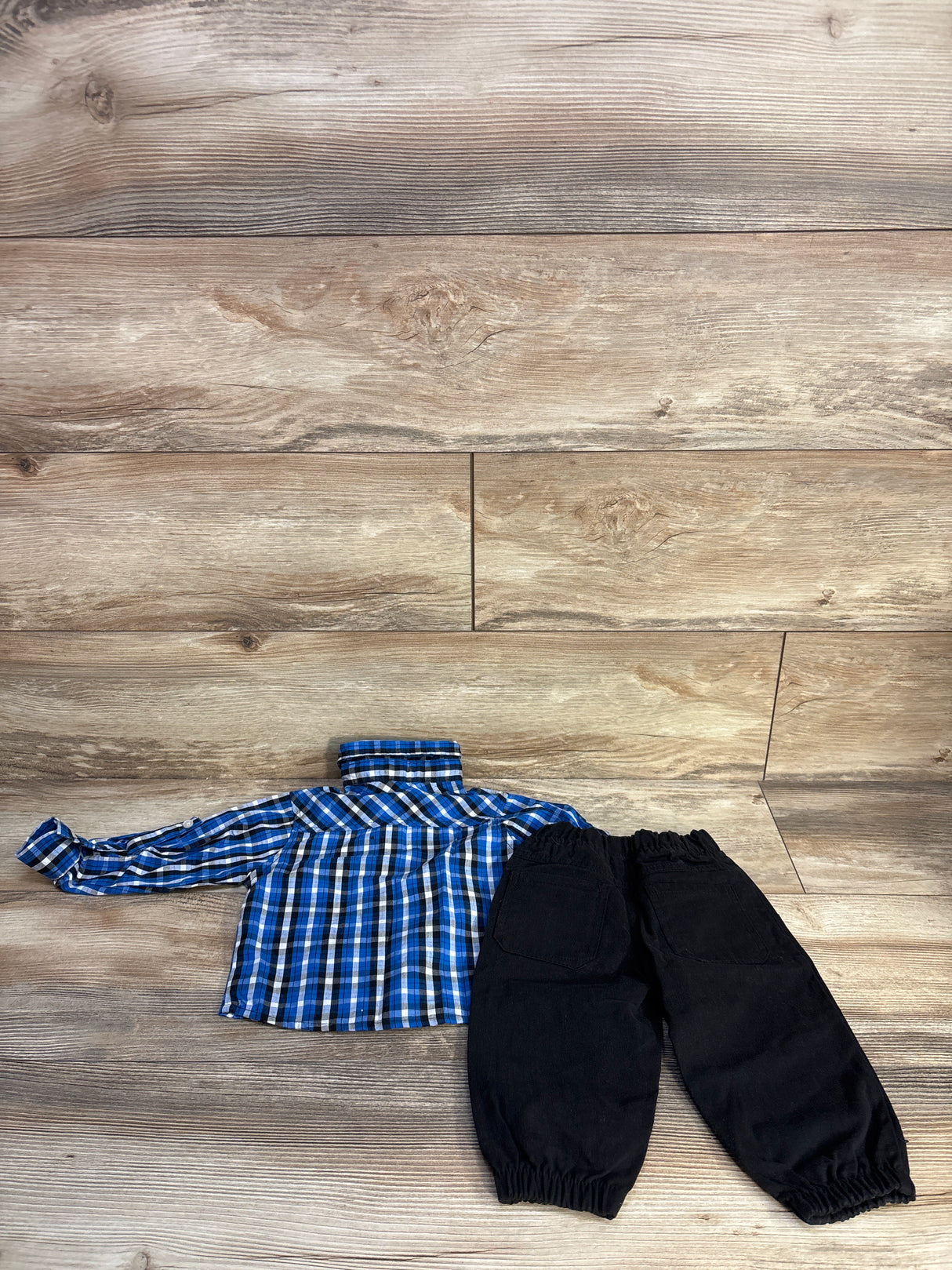 Quad Seven 3pc Button-Up Shirt with Removable Bowtie & Pants Set Blue sz 12m