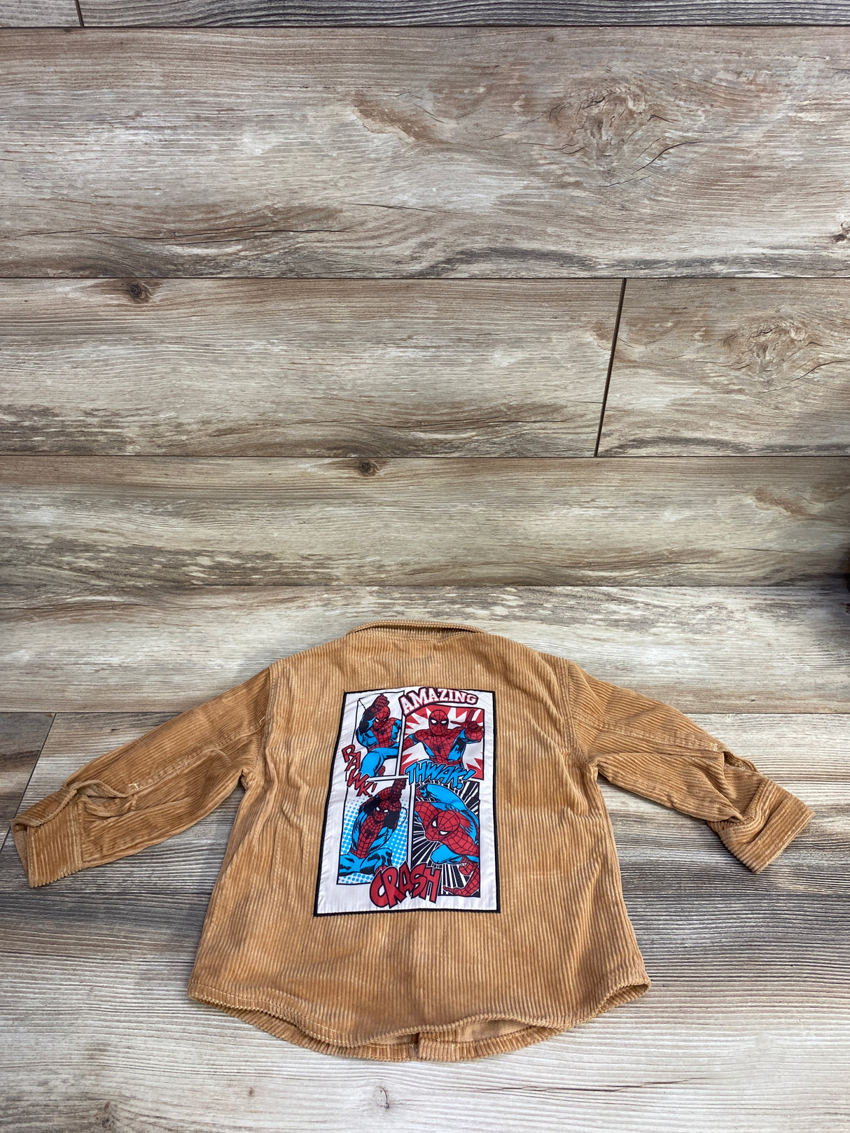 Marvel Spiderman Cord Button Up Jacket Brown sz 2T