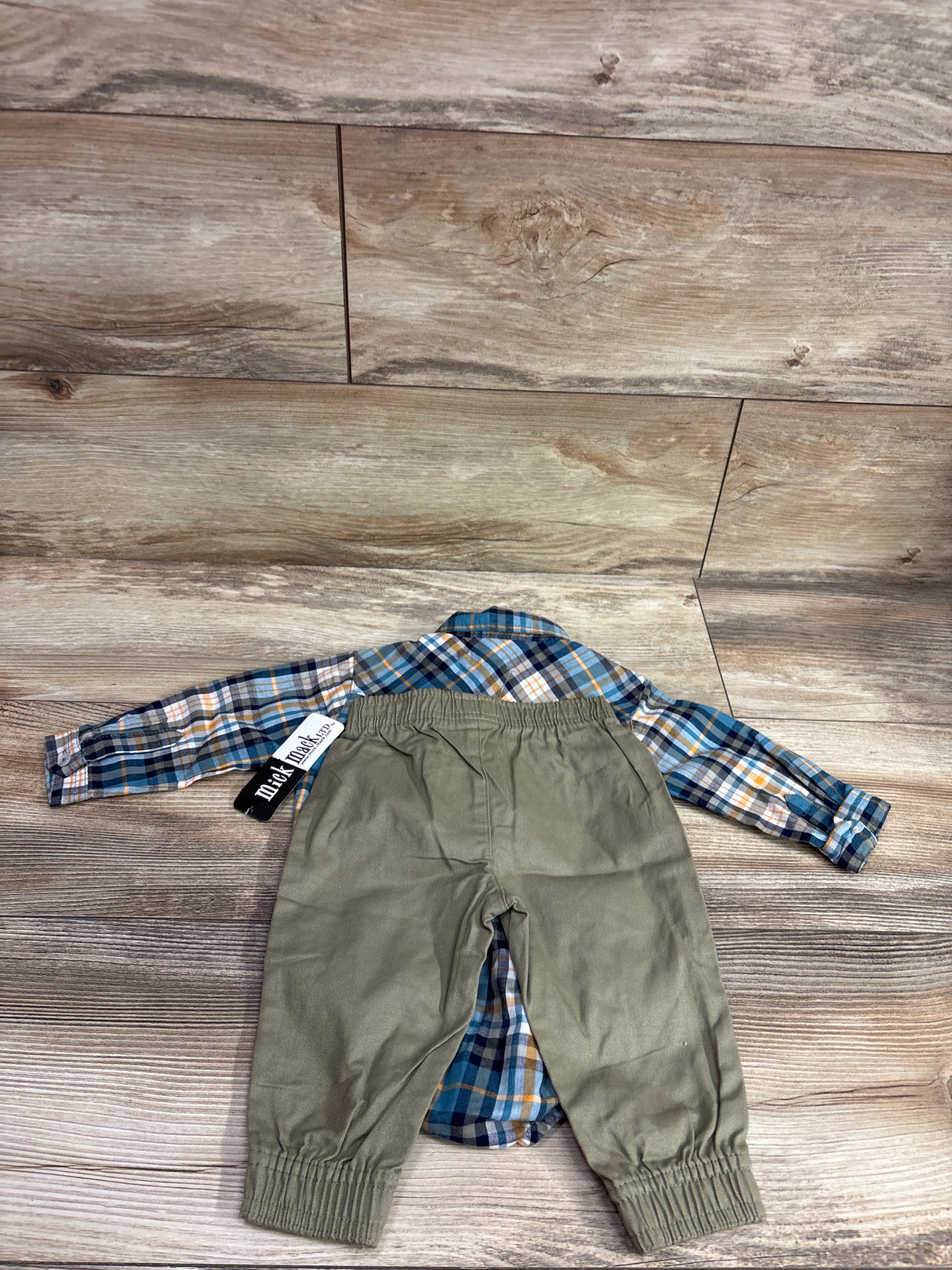 NEW Mick Mack 2pc Button-Up Bodysuit & Pants Set Blue sz 6/9m