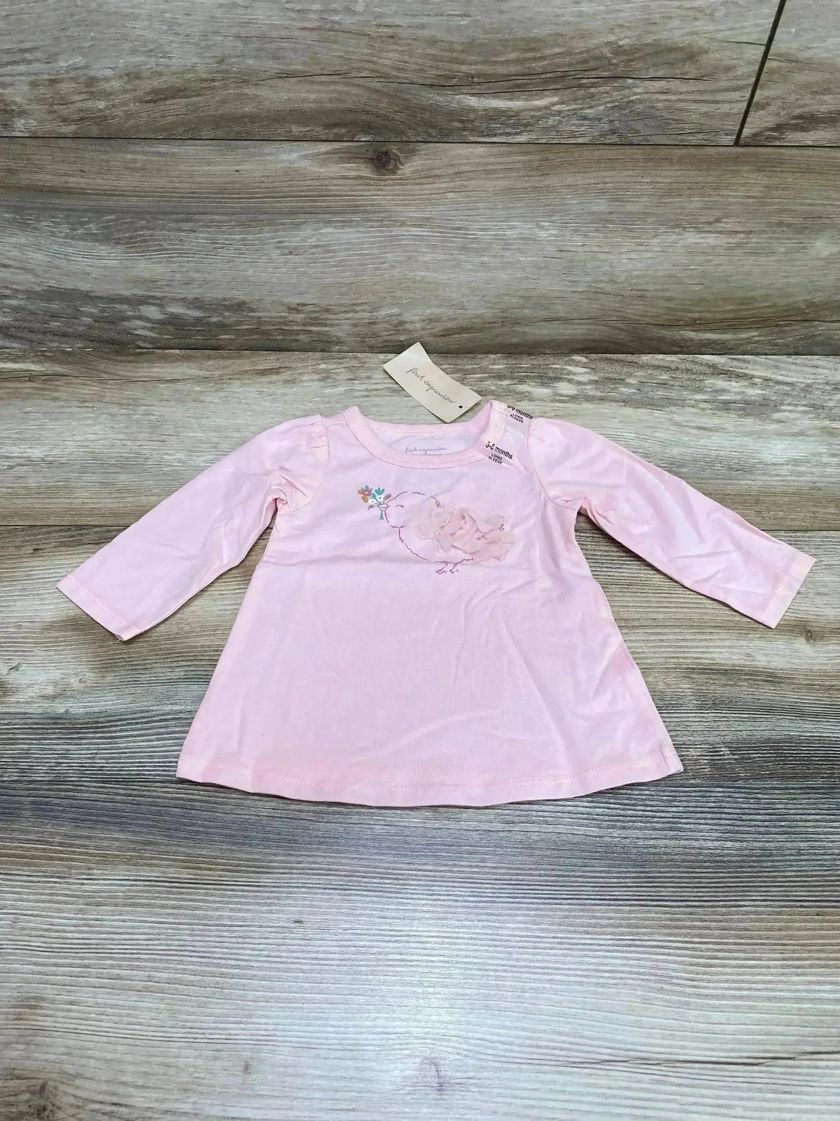NEW First Impressions Birdie Shirt Pink sz 3-6m - Me n Mommy To Be