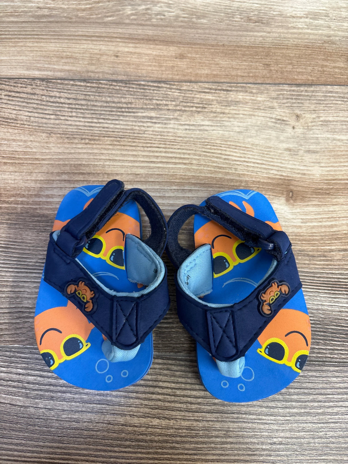 Wonder Nation Crab Flip Flops Blue sz 3c